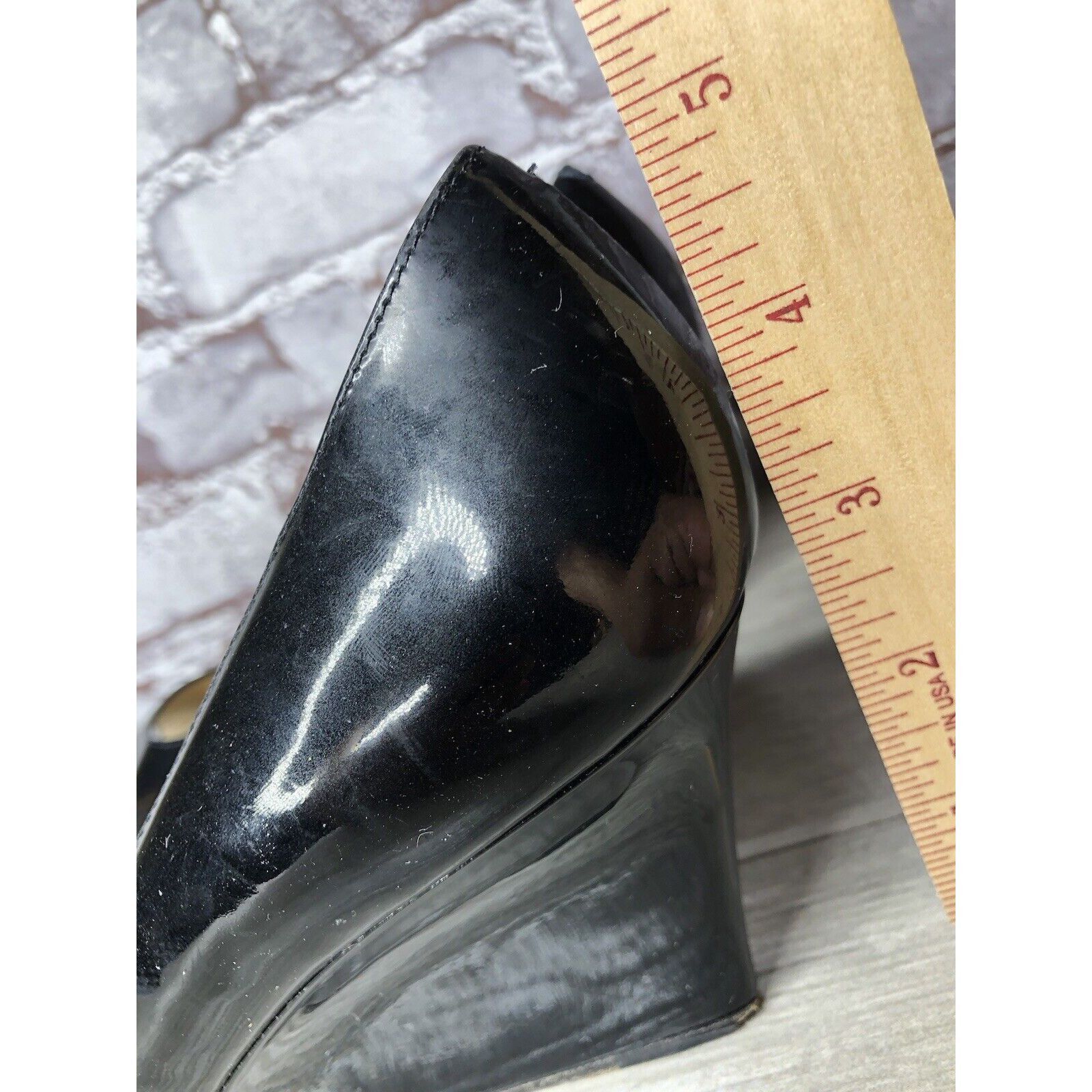 Jimmy Choo Jimmy Choo Black Patent Leather Peep Toe Wedges Shoes Women Size US 9 / IT 39 - 13 Thumbnail