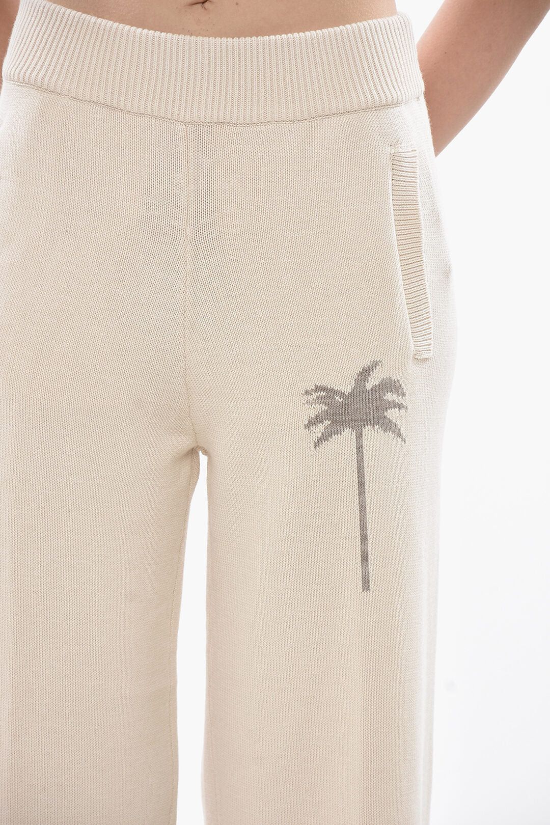 Palm Angels og1mm0326 Knit Palazzo Pant in White Size 30" / US 8 / IT 44 - 3 Thumbnail