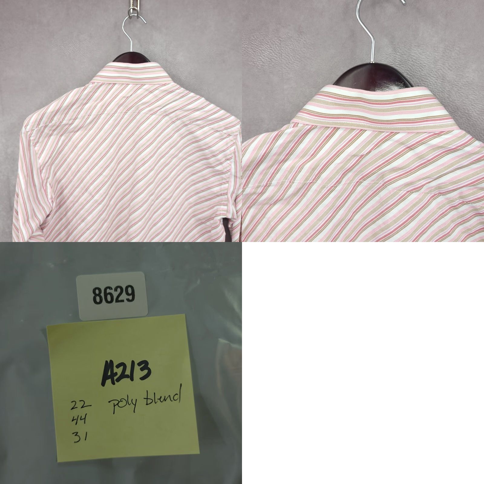 Express Express Shirt Mens Medium Pink Striped Classic Fit Button Up Polyester Blend Size US M / EU 48-50 / 2 - 8 Thumbnail
