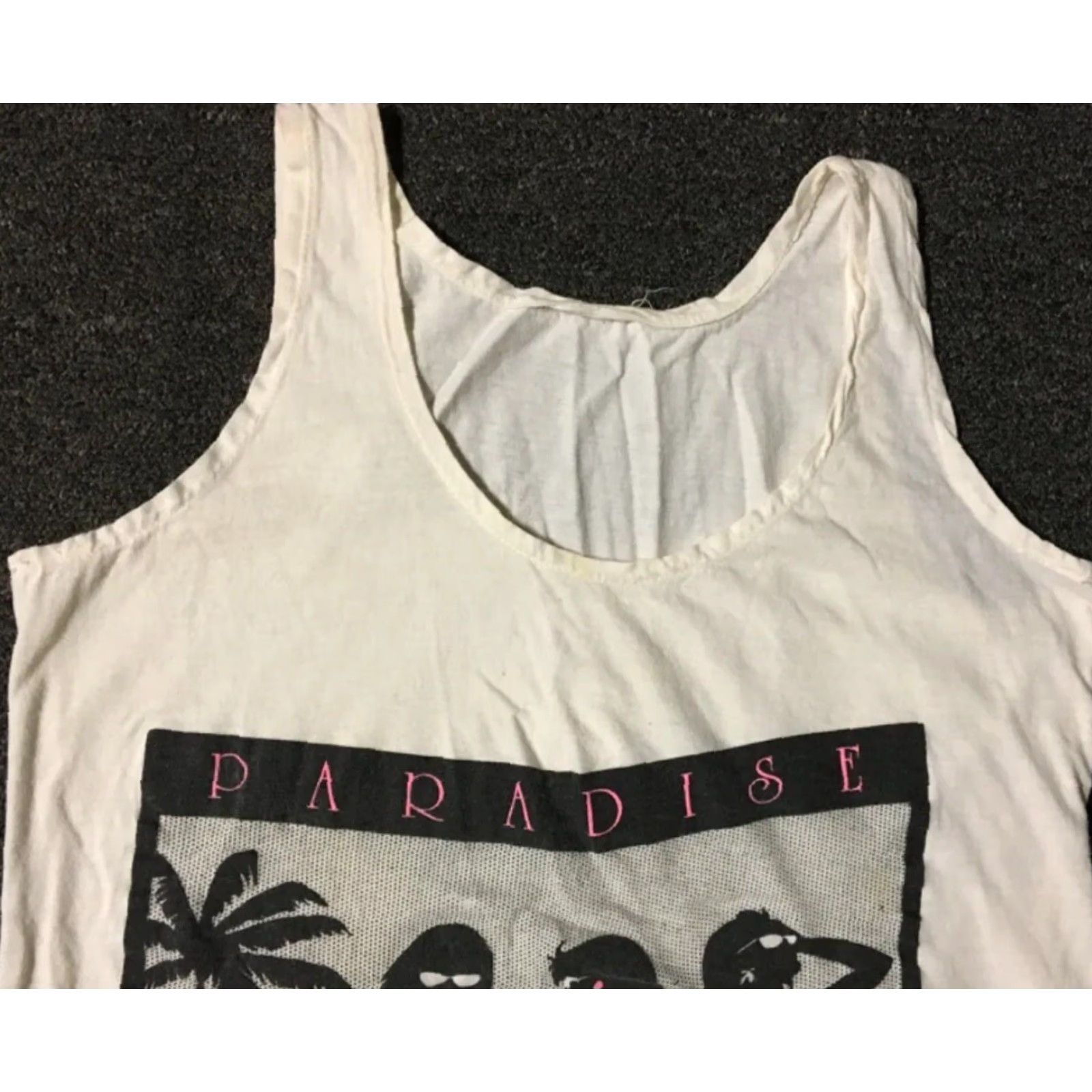 Paradise VINTAGE Paradise Beach Club Faded Distress Tank Top XS Surf Grunge California OP Size US XS / EU 42 / 0 - 7 Thumbnail