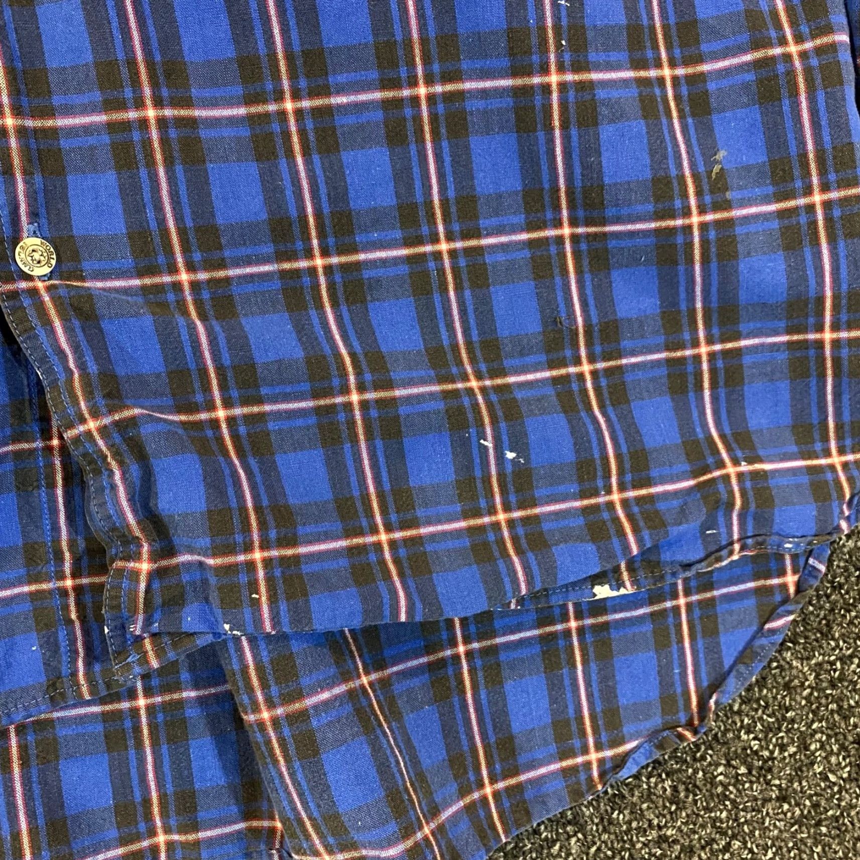 Vintage World Island Shirt Men Large Blue Black Plaid Button-Down Pocket Western Fishing Shirt Size US L / EU 52-54 / 3 - 6 Thumbnail