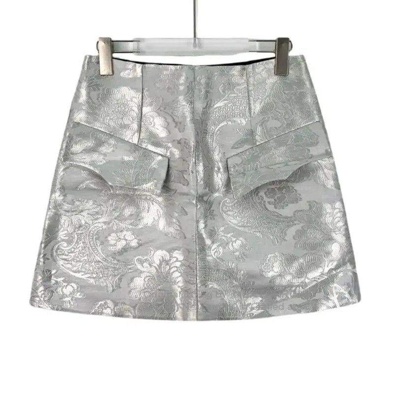 Louis Vuitton Louis Vuitton Silver Women's Mini Skirt . Size 22" - 1 Thumbnail