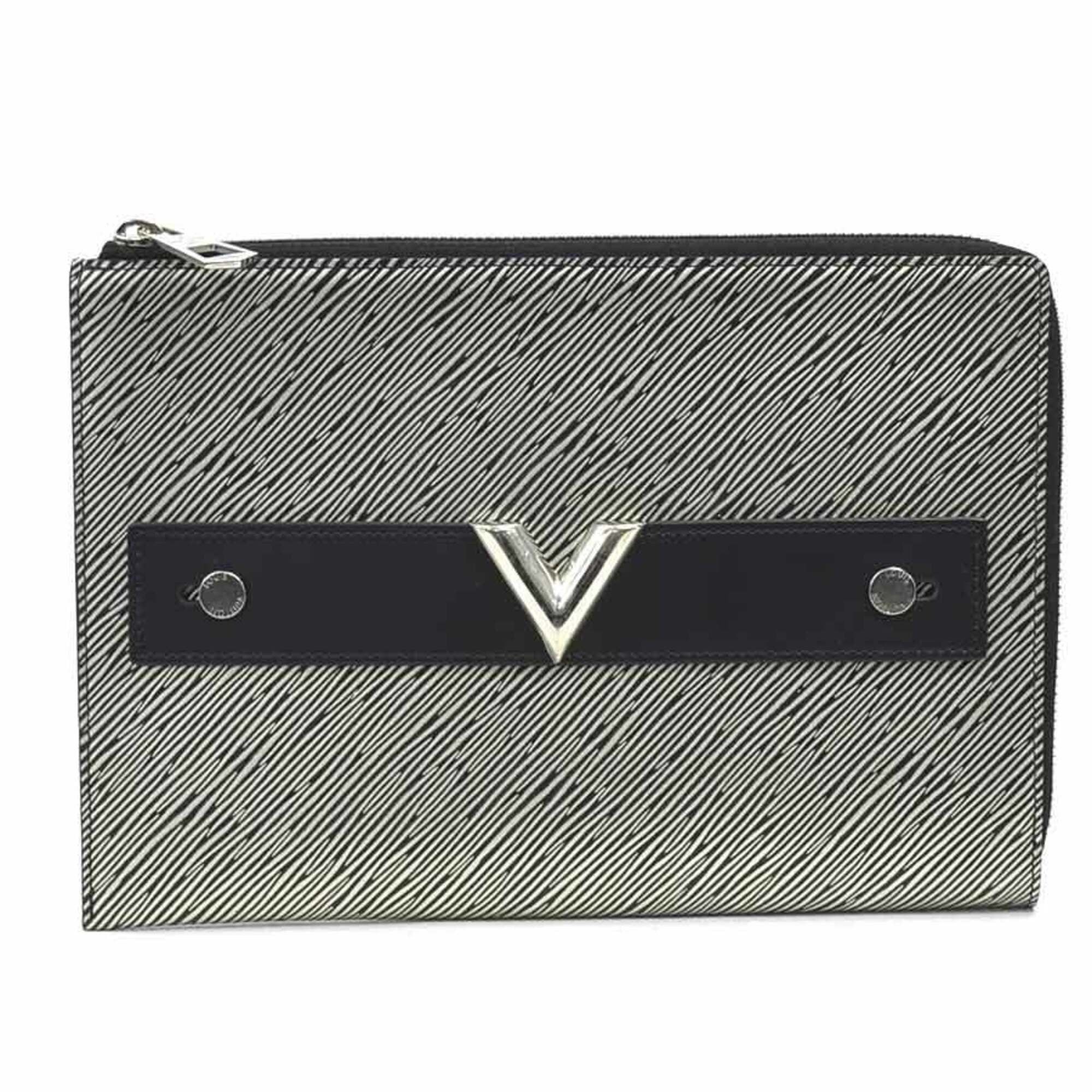 Louis Vuitton Louis Vuitton Clutch Bag Epi Platine Pochette Platte Leather Silver Black Men's M62092 Free Shipping e61663 Size ONE SIZE - 1 Thumbnail