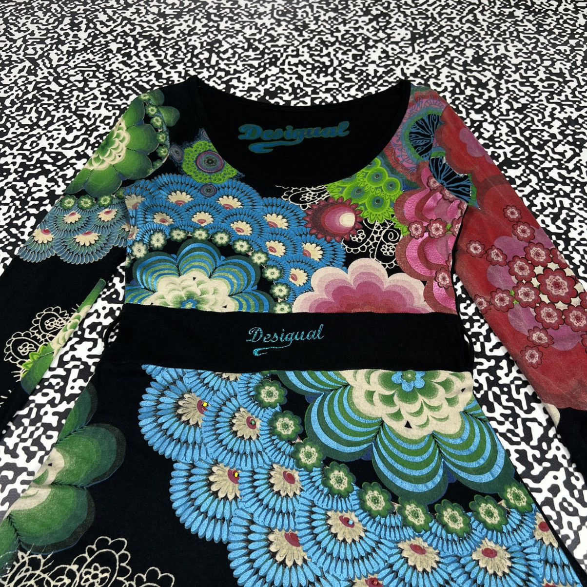 Desigual Vintage Y2K Desigual Floral Abstract Retro Style Midi Dress Size M / US 6-8 / IT 42-44 - 10 Thumbnail