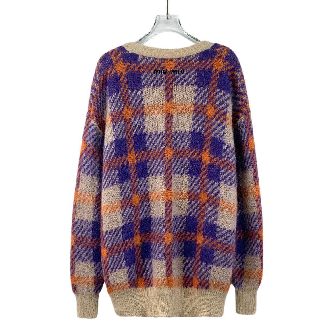 Miu Miu Miu Miu Cardigan Plaid Mohair Knit (Size 36) Size XS / US 0-2 / IT 36-38 - 9 Thumbnail