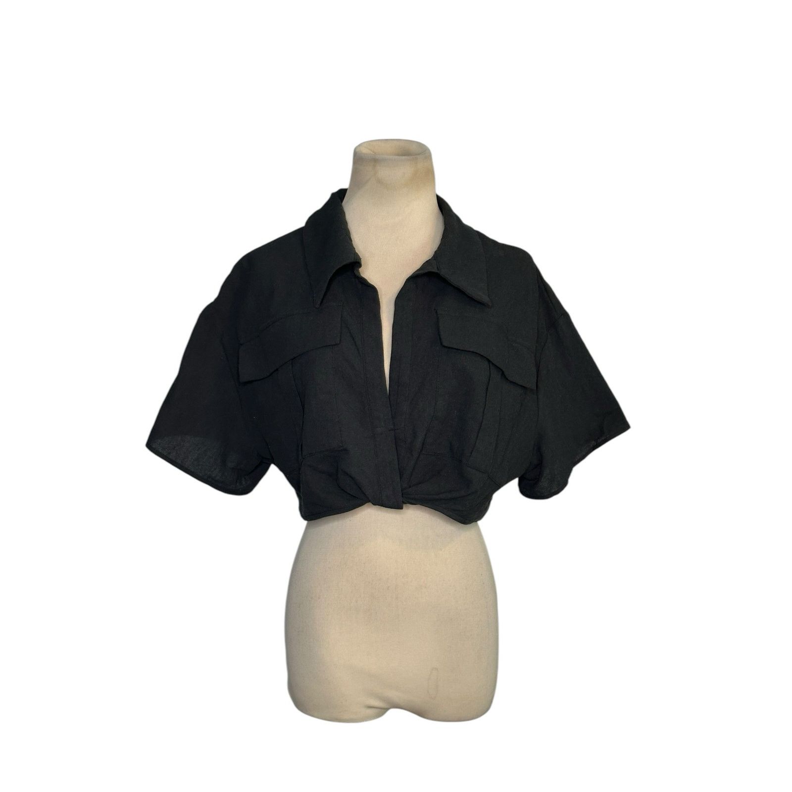 Shein Shein black short sleeves crop blouse size Large Size XS / US 0-2 / IT 36-38 - 8 Thumbnail