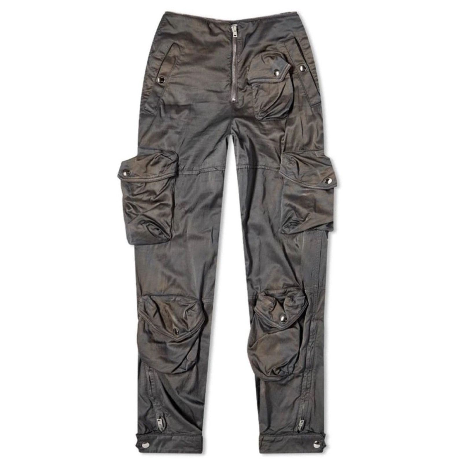 Percilia Shiny Cargo Trouser size EU 32 Dusty Grey Zippers