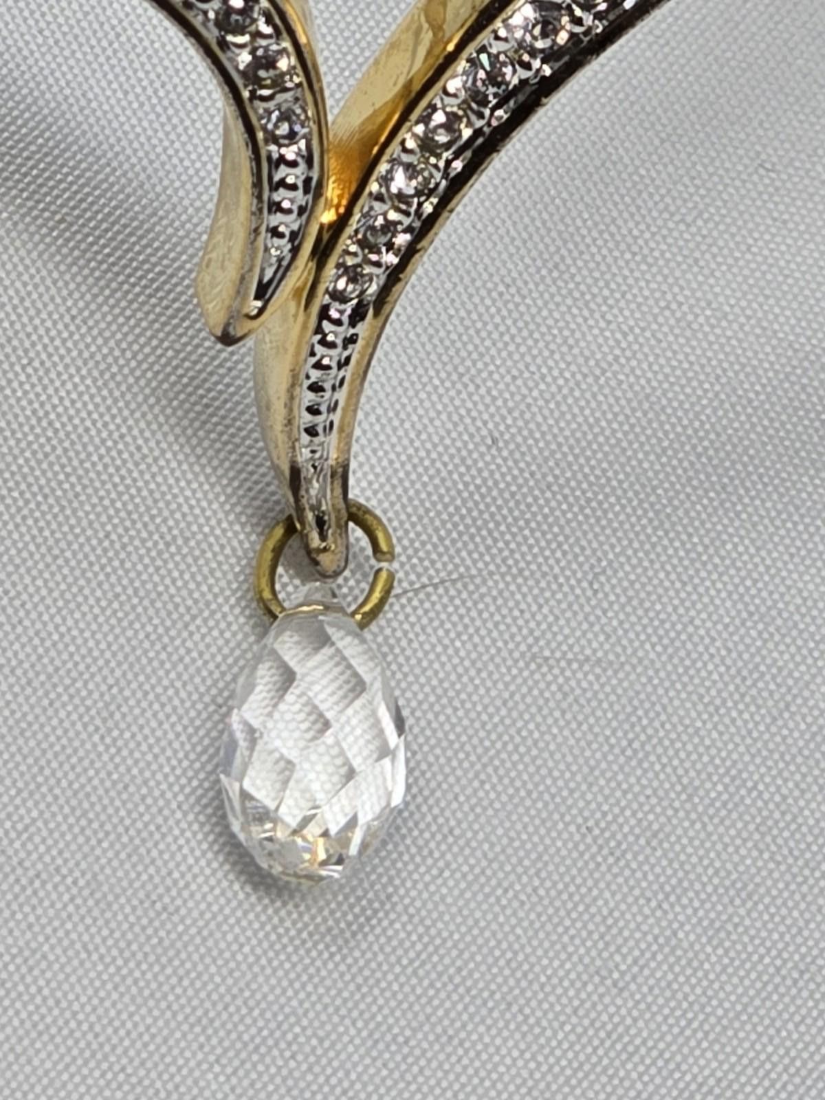 Swarovski Vintage SWAROVSKI Signed Gold-tone Hinged V Bangle w/ dangle Size ONE SIZE - 6 Thumbnail