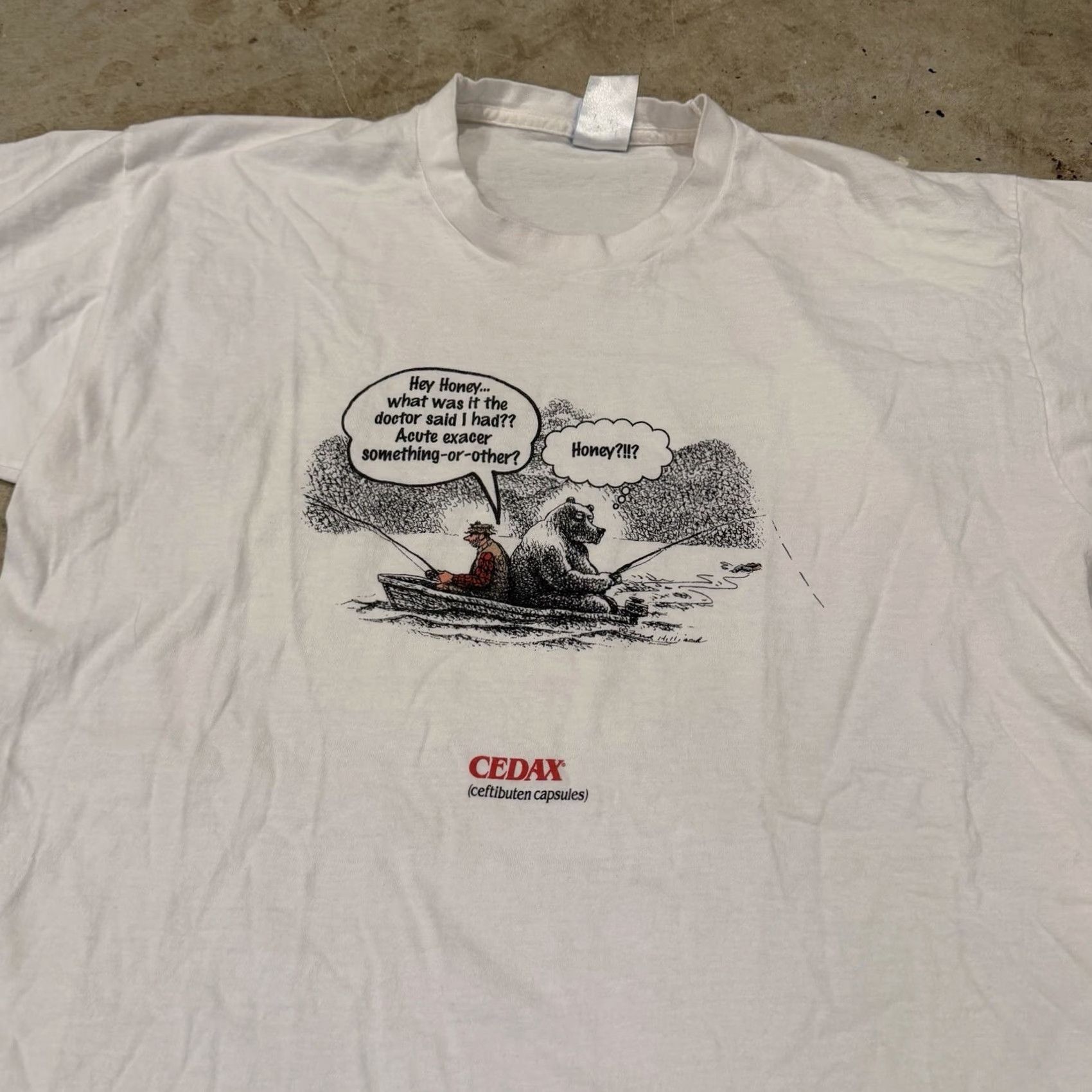 Vintage VINTAGE 90s Cedax Antibiotic Drug Comic Promo Single Stitch T-Shirt XL Men's White Cotton Crew Neck Short Sleeve Graphic Print Size US XL / EU 56 / 4 - 2 Thumbnail
