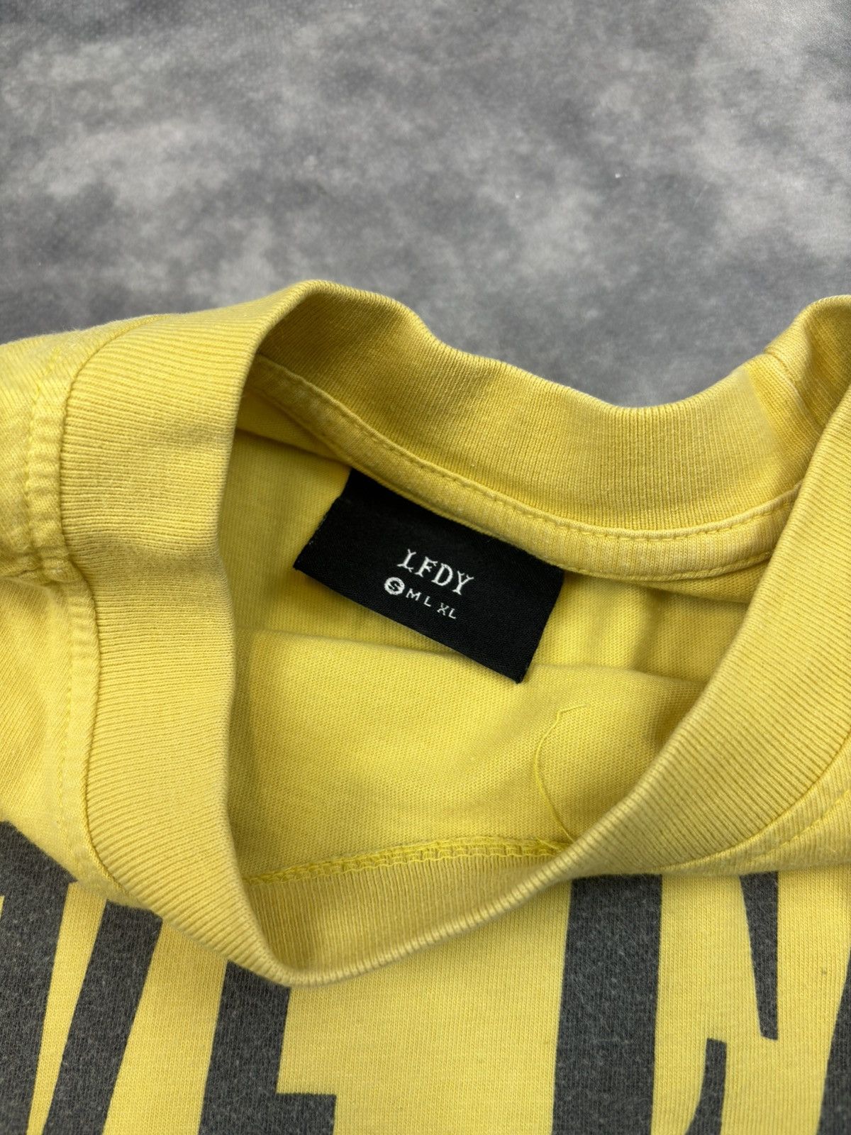 Japanese Brand × LFDY LFDY Live Fast Die Young T shirt Yellow spellout logo Boxy Size US S / EU 44-46 / 1 - 2 Thumbnail