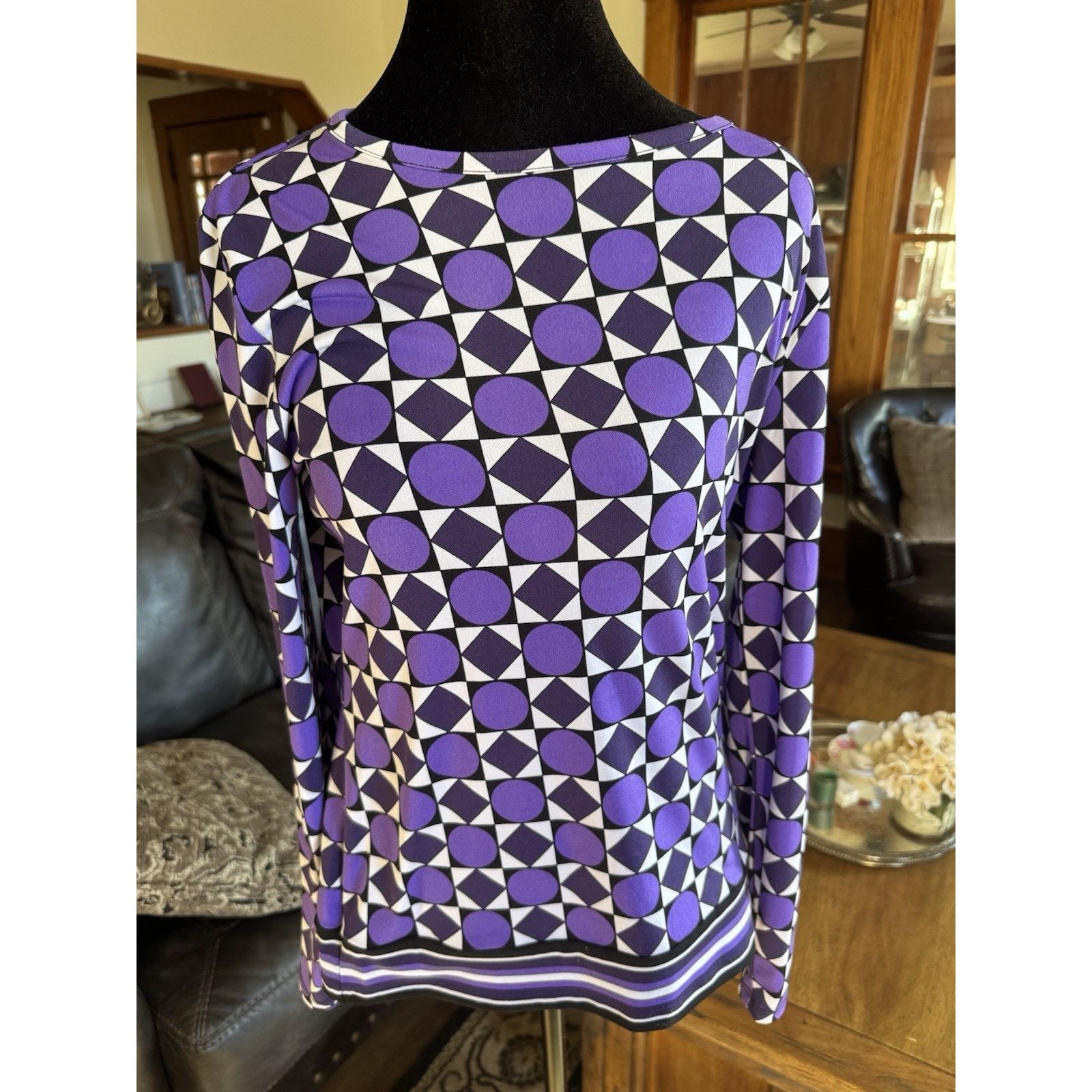 Michael Kors Michael Kors Purple Geometric Print Long Sleeve Petite M Size M / US 6-8 / IT 42-44 - 2 Thumbnail