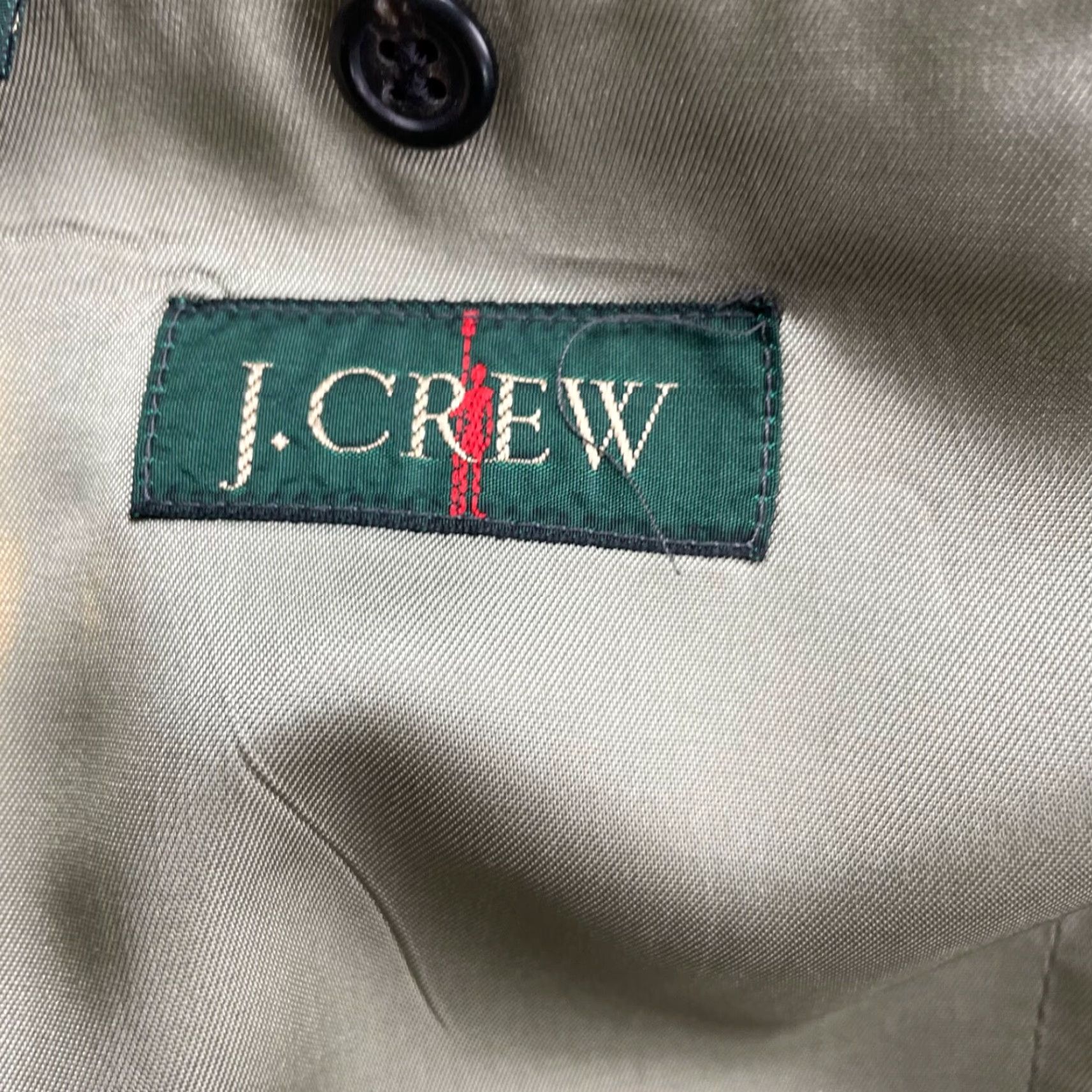 J.Crew VINTAGE/J.Crew Men’s 100% Wool Blazer/Jacket Beige Green Navy Plaid 44L USA Long Navy Notch Lapel 3-Button Regular Mens Size 44R - 4 Thumbnail