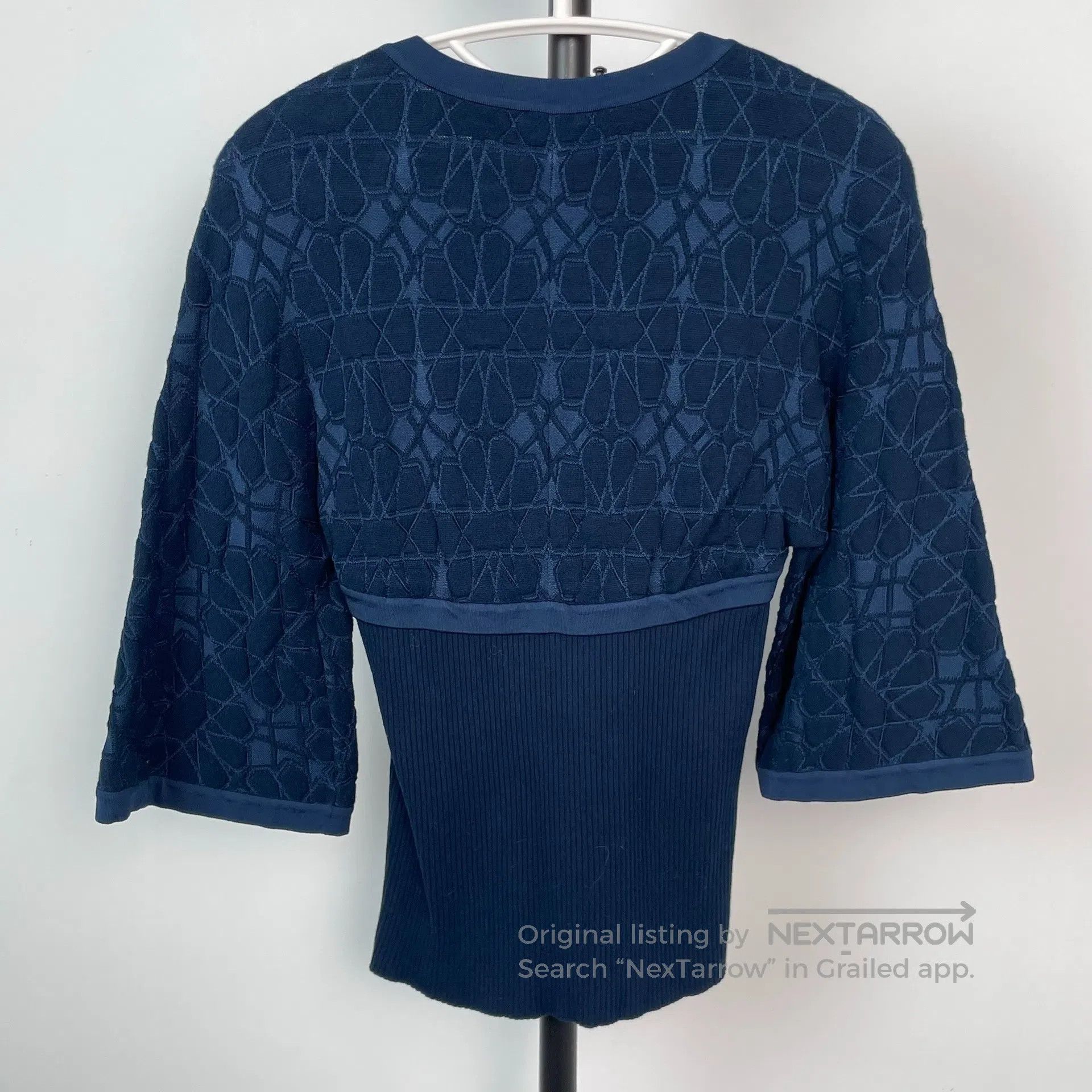 Chanel Chanel Deep Blue Printed Faux Two Piece Knit Top| Size XS / US 0-2 / IT 36-38 - 2 Thumbnail
