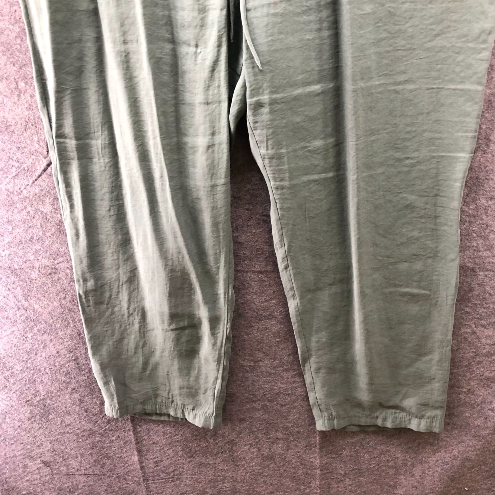 Zara Zara Pants Womens 2XL Straight Ankle Pull On Lightweight Sage Green Drawstring Casual Comfort Size 40" / US 18 - 4 Thumbnail