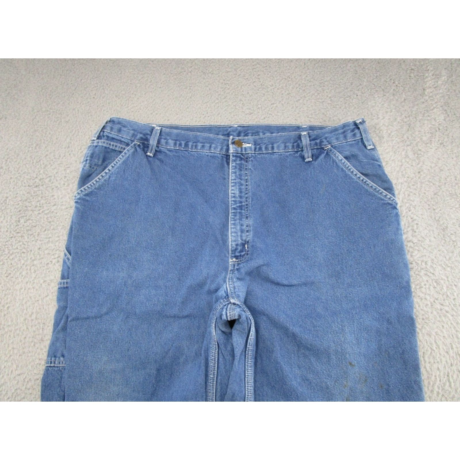 Carhartt VINTAGE Carhartt Jeans Mens Flannel Lined Blue Denim Carpenter Size 42x32 B14DST Worn Size US 42 / EU 58 - 3 Thumbnail