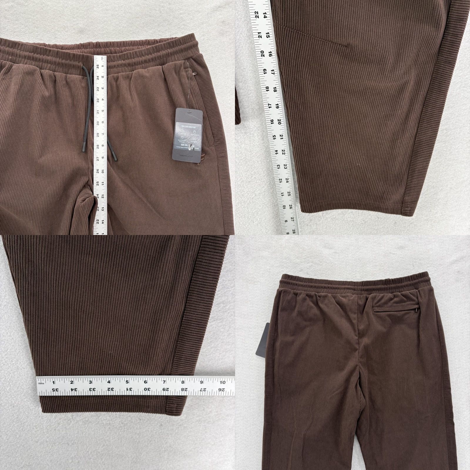 Fabletics Fabletics The Club Cord Pant Mens 2XL Brown Corduroy Sweatpants Zip Pocket NWT Size US 39 - 8 Thumbnail