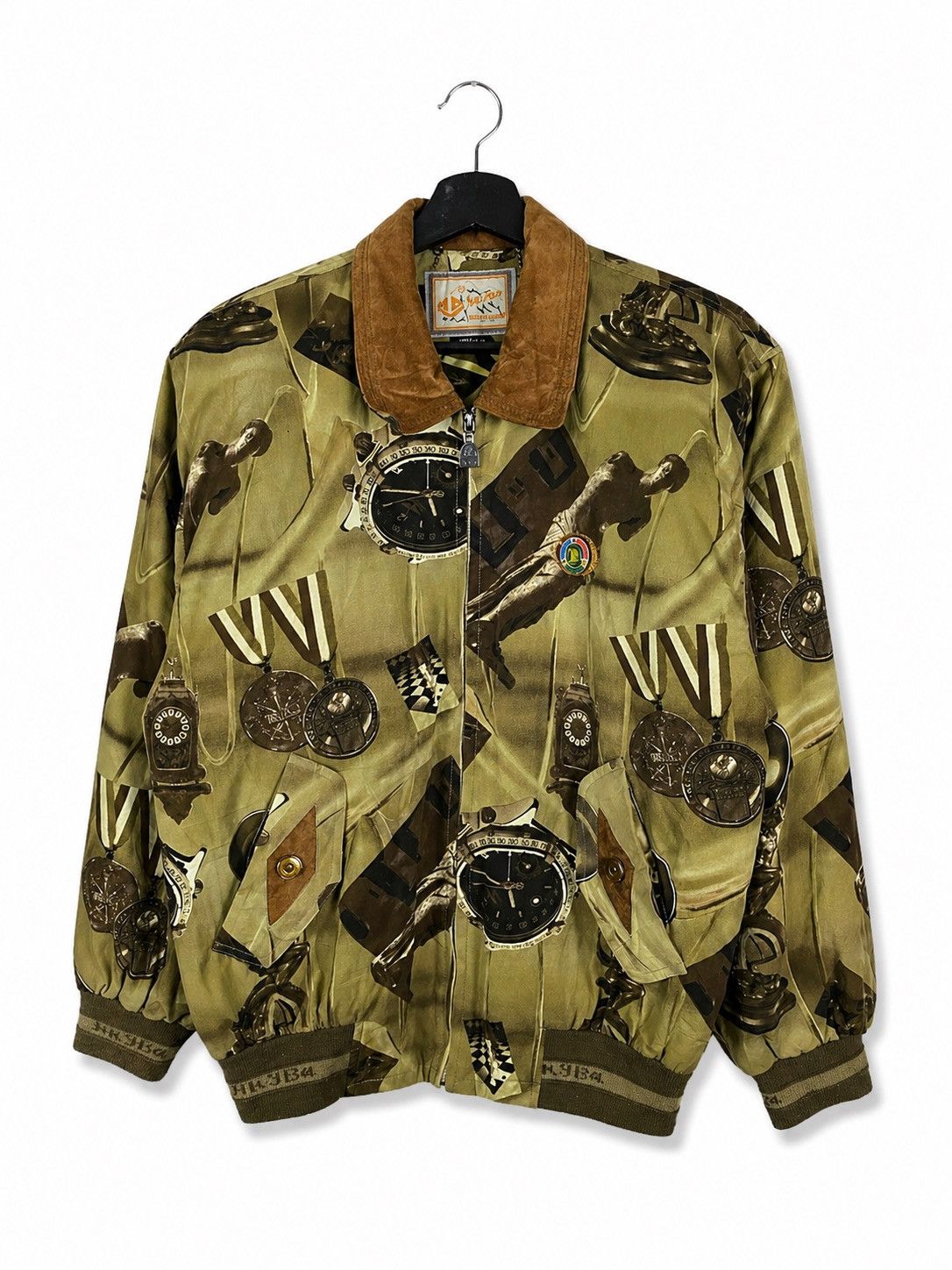 Vintage WeiFan Vintage Graphic Olive Green Suede Collar Retro Print Size US L / EU 52-54 / 3 - 1 Thumbnail