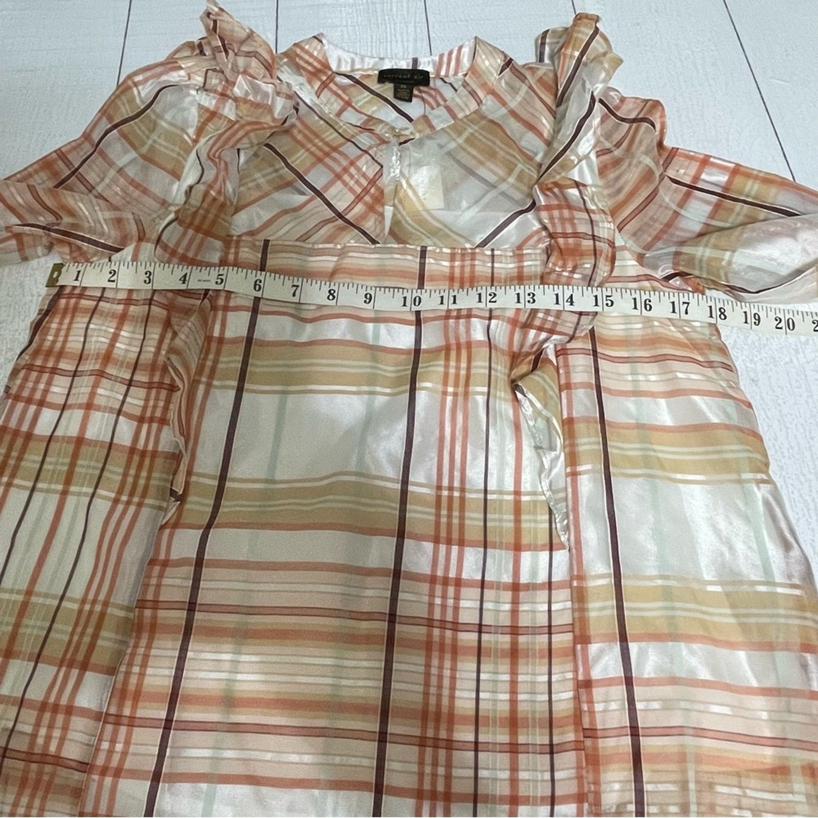 Anthropologie CURRENT AIR ANTHROPOLOGIE Pink Rose Plaid Blouse Size XS NWT Size XS / US 0-2 / IT 36-38 - 5 Thumbnail
