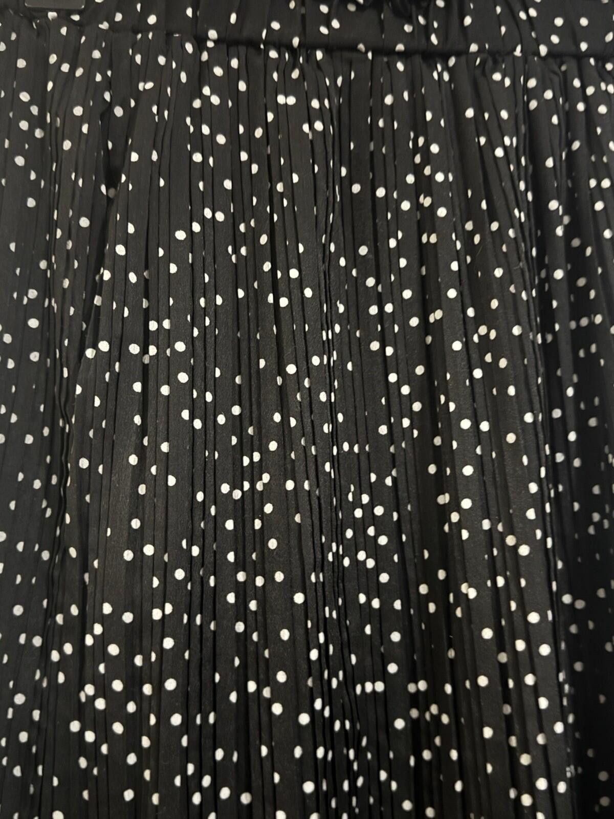 Other EXLURA Womens High Waist Polka Dot Pleated Maxi Skirt Size M Size 32" / US 10 / IT 46 - 5 Thumbnail
