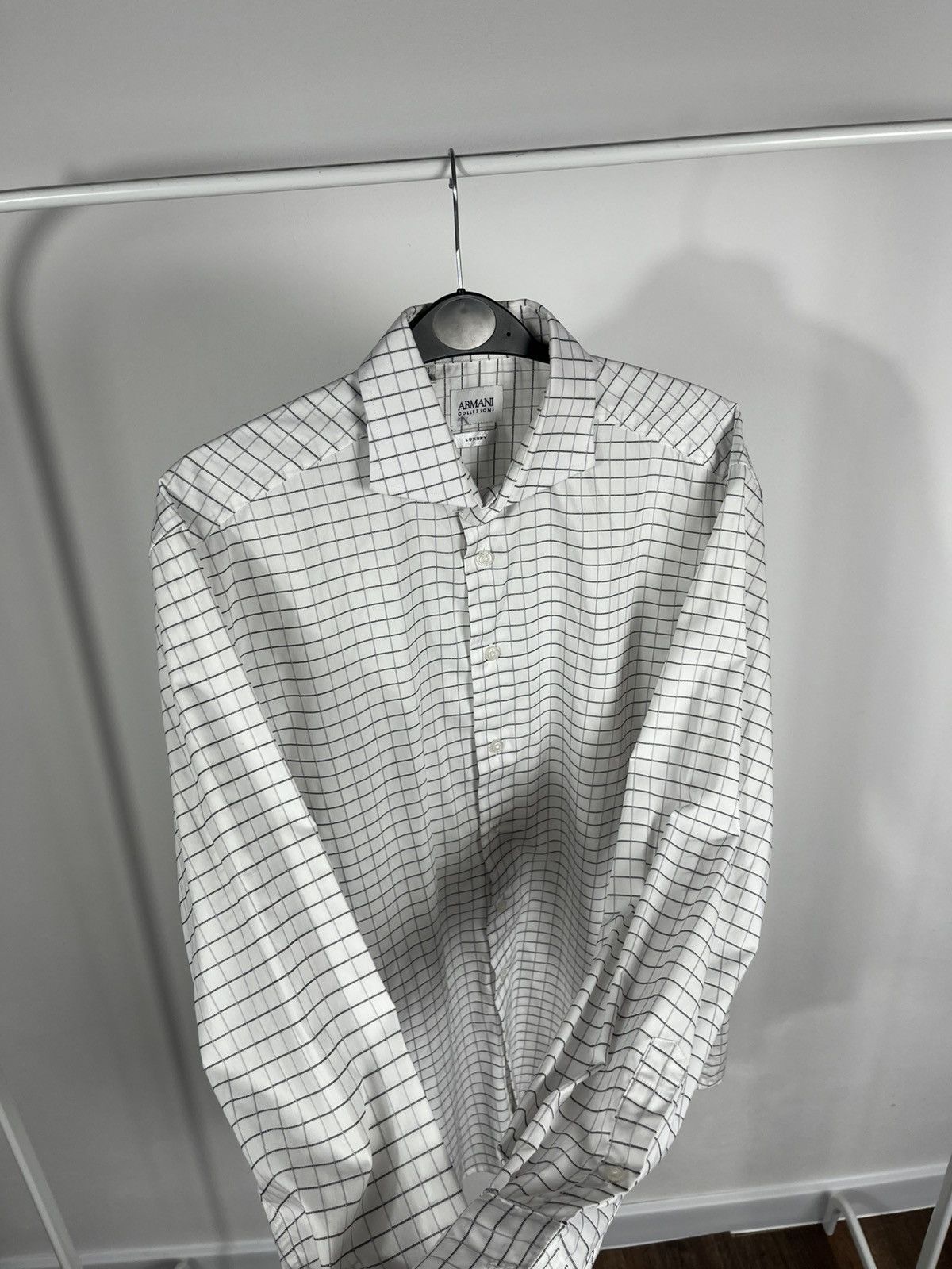 Armani Collezioni Armani Collezioni Luxury Shirt 39/15.5 Grid Check Cotton Size US M / EU 48-50 / 2 - 6 Thumbnail