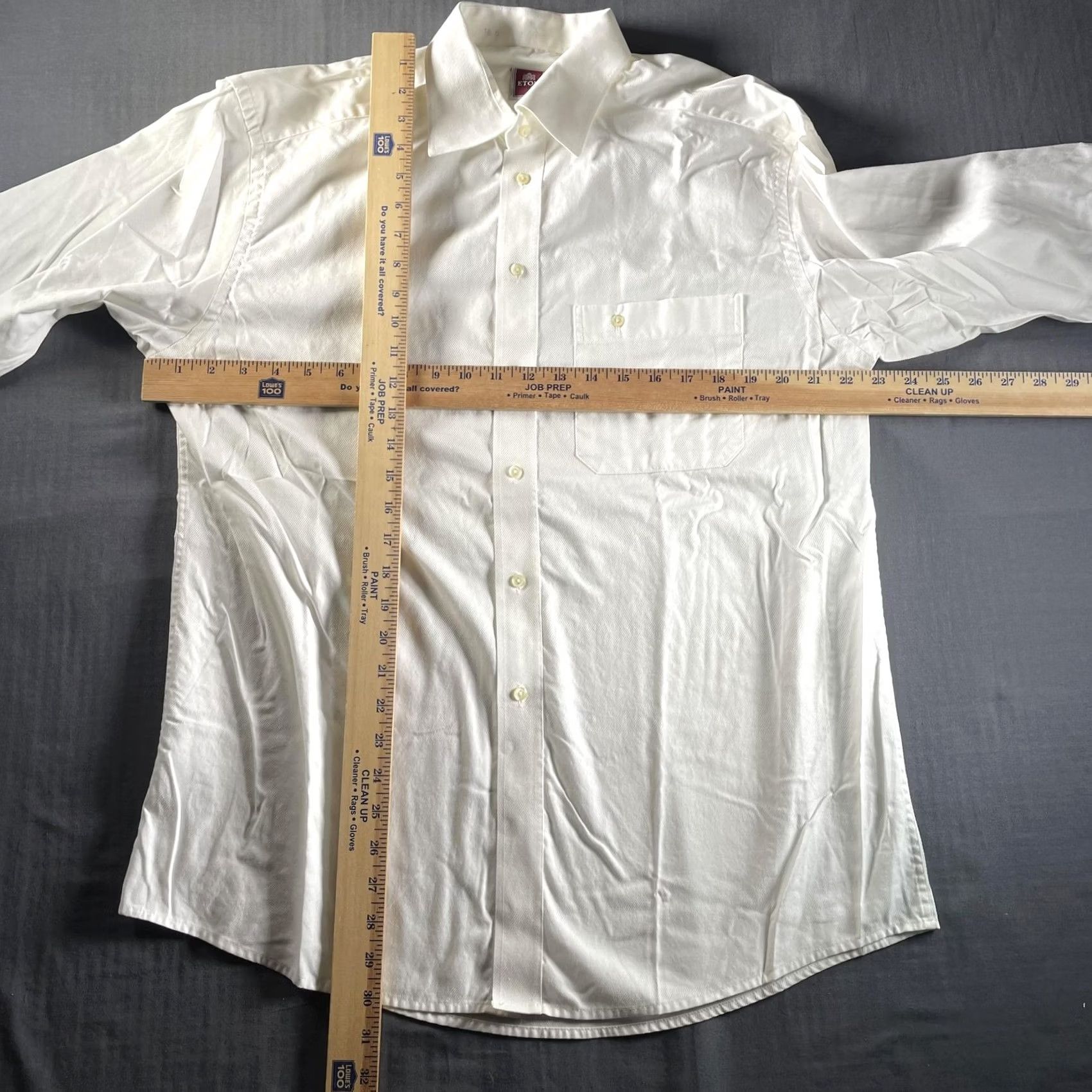 Eton VINTAGE Eton Shirt Mens Large White Twill Long Sleeve Dress Button Front Chest Pocket Size 42R - 4 Thumbnail