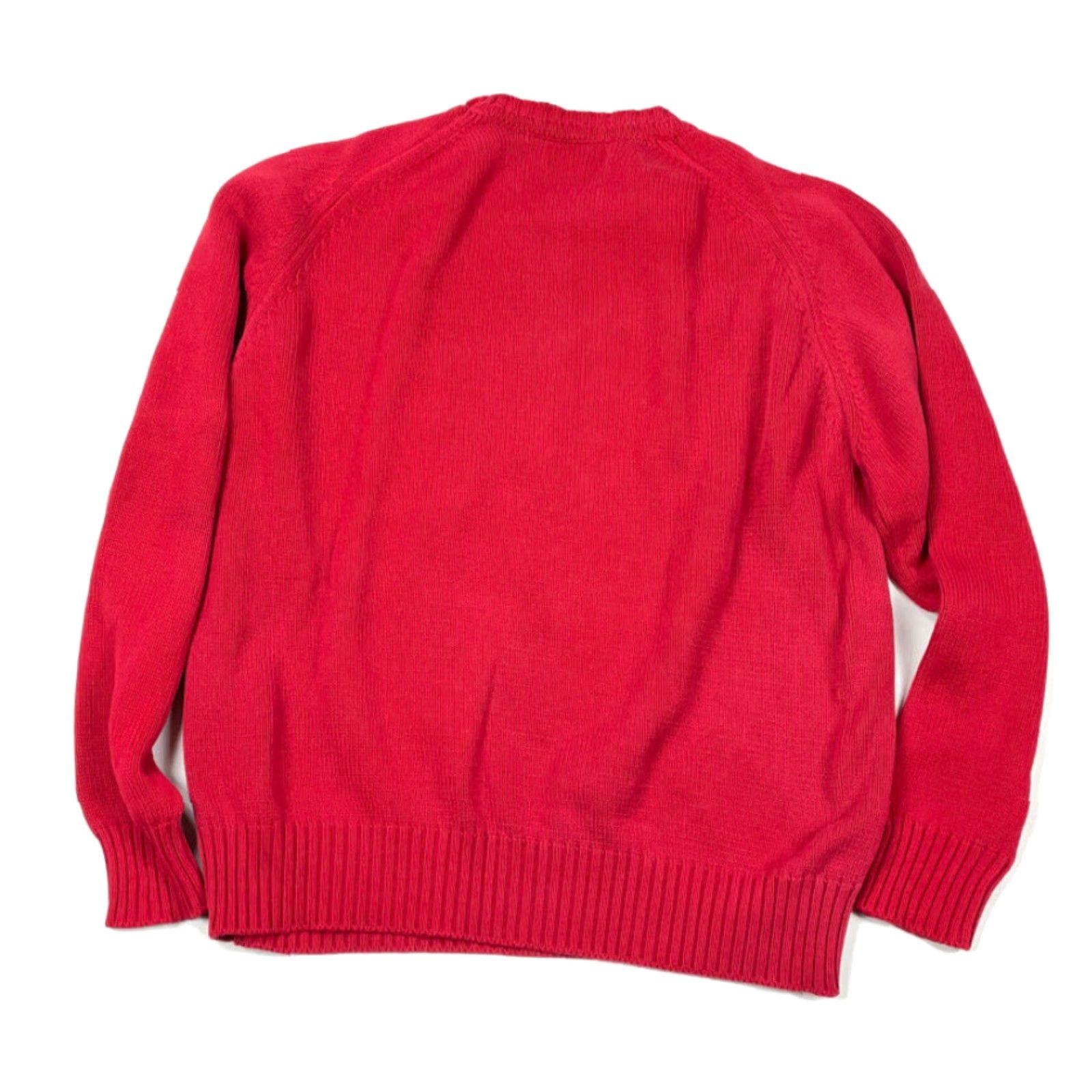 Lands' End VINTAGE Lands' End Red Heavyweight Cotton Sweater Adult Large Crew Neck Preppy Knit 90s Mens Size US L / EU 52-54 / 3 - 2 Thumbnail