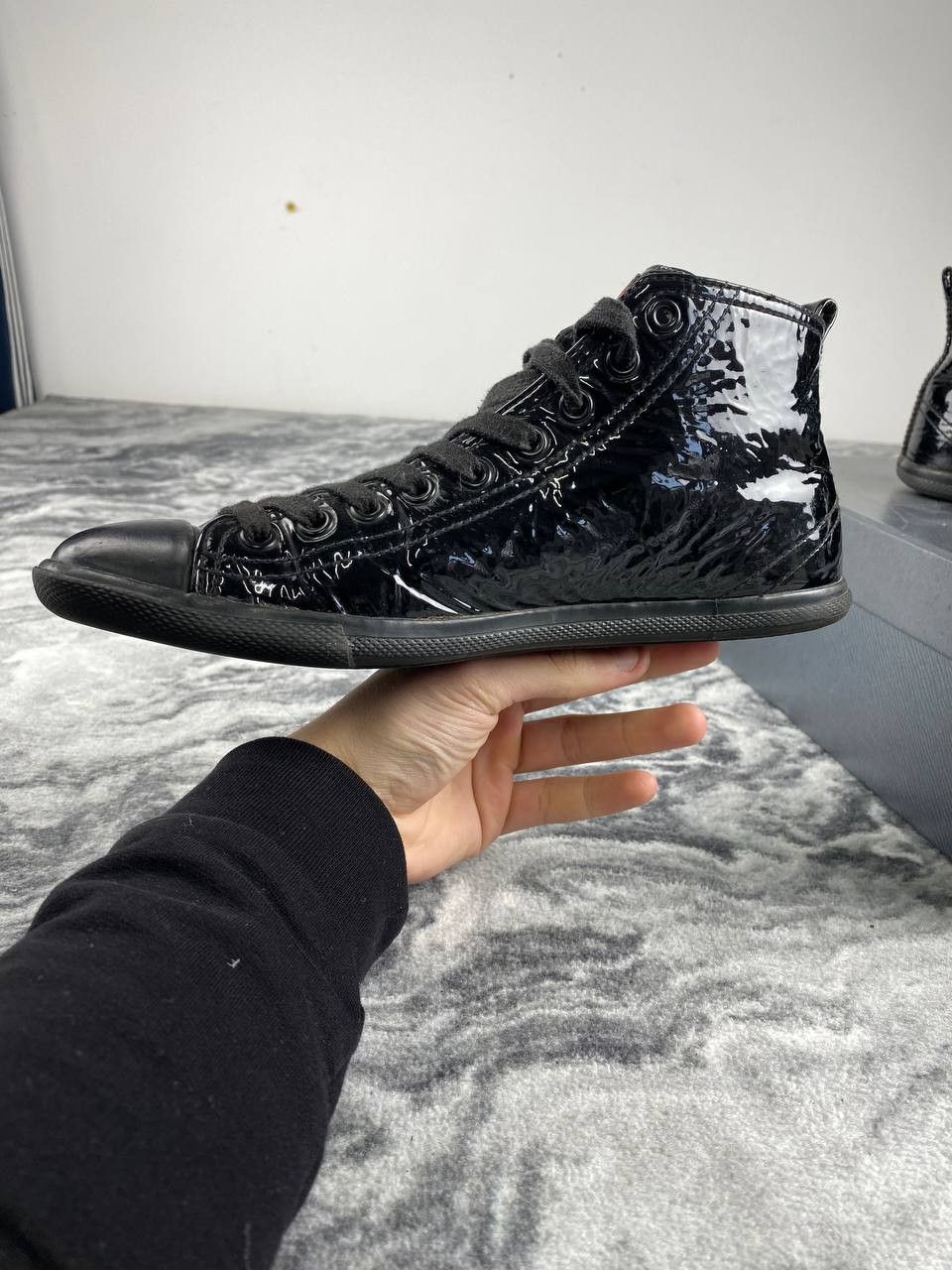 Prada Prada High Top Leather Sneaker Size US 8 / IT 38 - 5 Thumbnail