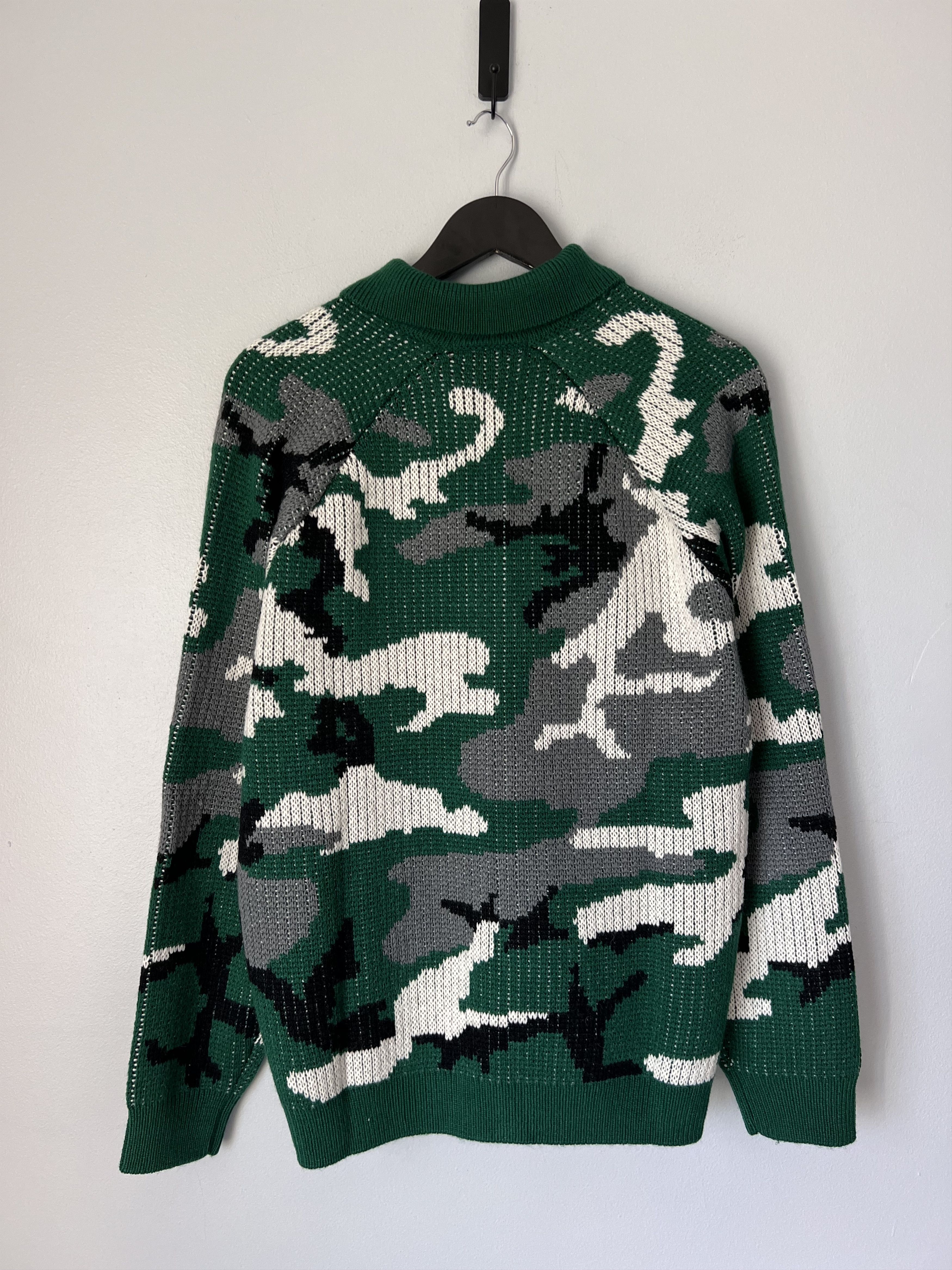 Supreme Small Box Logo Polo Sweater in Green Camo