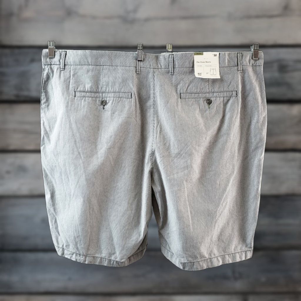 Vintage Goodfellow Linden Shorts Gray White Striped Flat Front Cotton Mens 50 Chino Casual Size US 34 / EU 50 - 1 Thumbnail