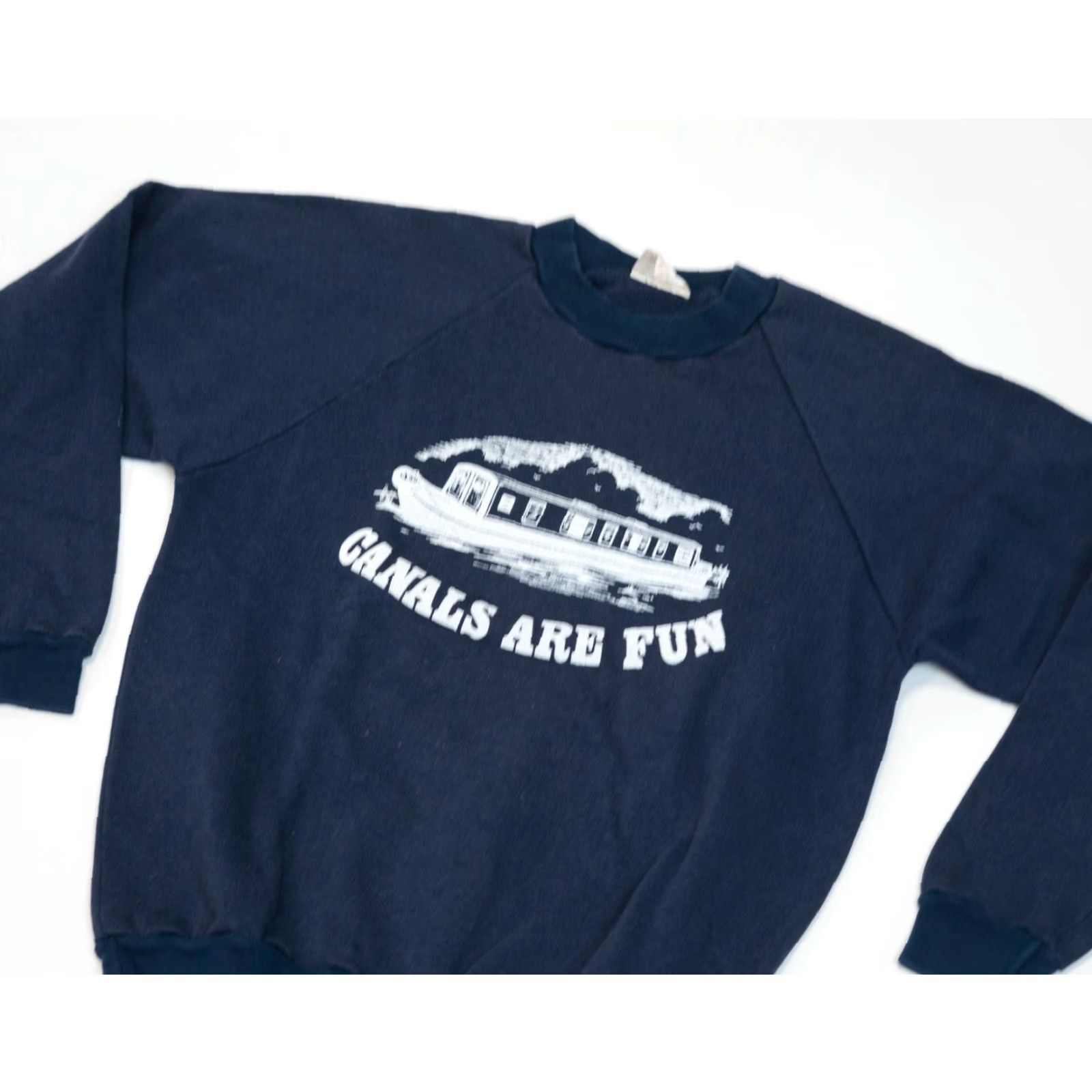Greats VINTAGE Canals Are Fun Sweatshirt Blue Size S Women United Kingdom 1960s 50s VTG VT Vintage Pullover Crew Neck Size S / US 4 / IT 40 - 3 Thumbnail