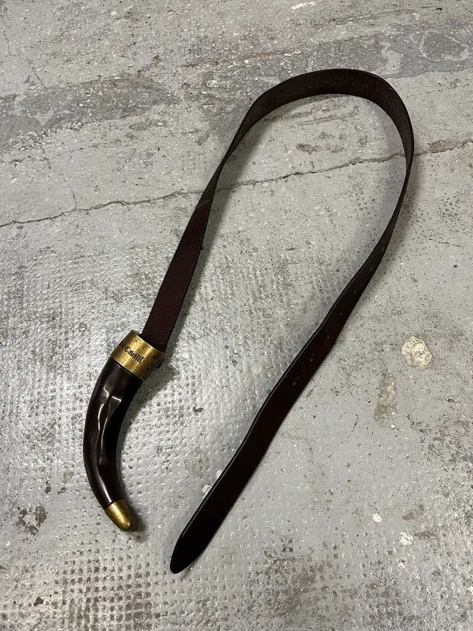 Just Cavalli 2000s Cavalli Black Spice Brown Leather Belt Size ONE SIZE - 4 Thumbnail