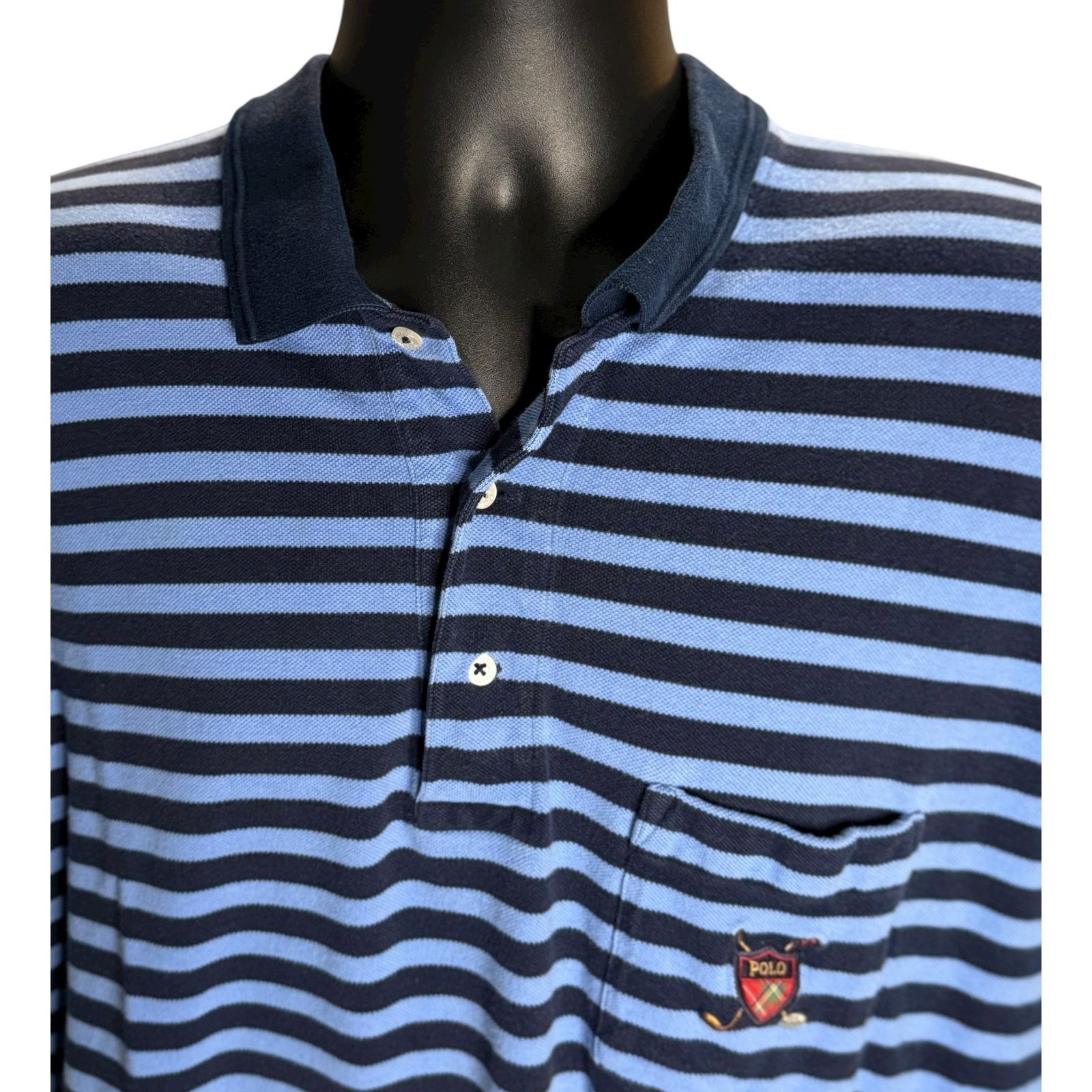 Polo Ralph Lauren Vintage Polo Golf Ralph Lauren XXL Striped Blue Shirt Crest Size US XXL / EU 58 / 5 - 4 Thumbnail