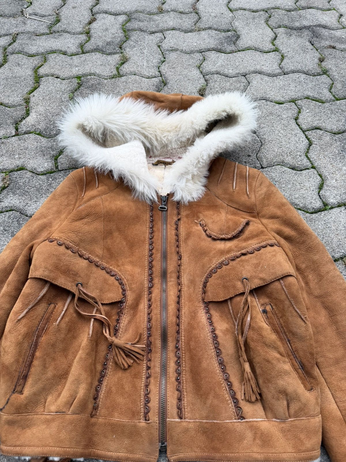 Leather Suede Leather Insulated Lamb Fur Fitted Jacket Size US S / EU 44-46 / 1 - 4 Thumbnail