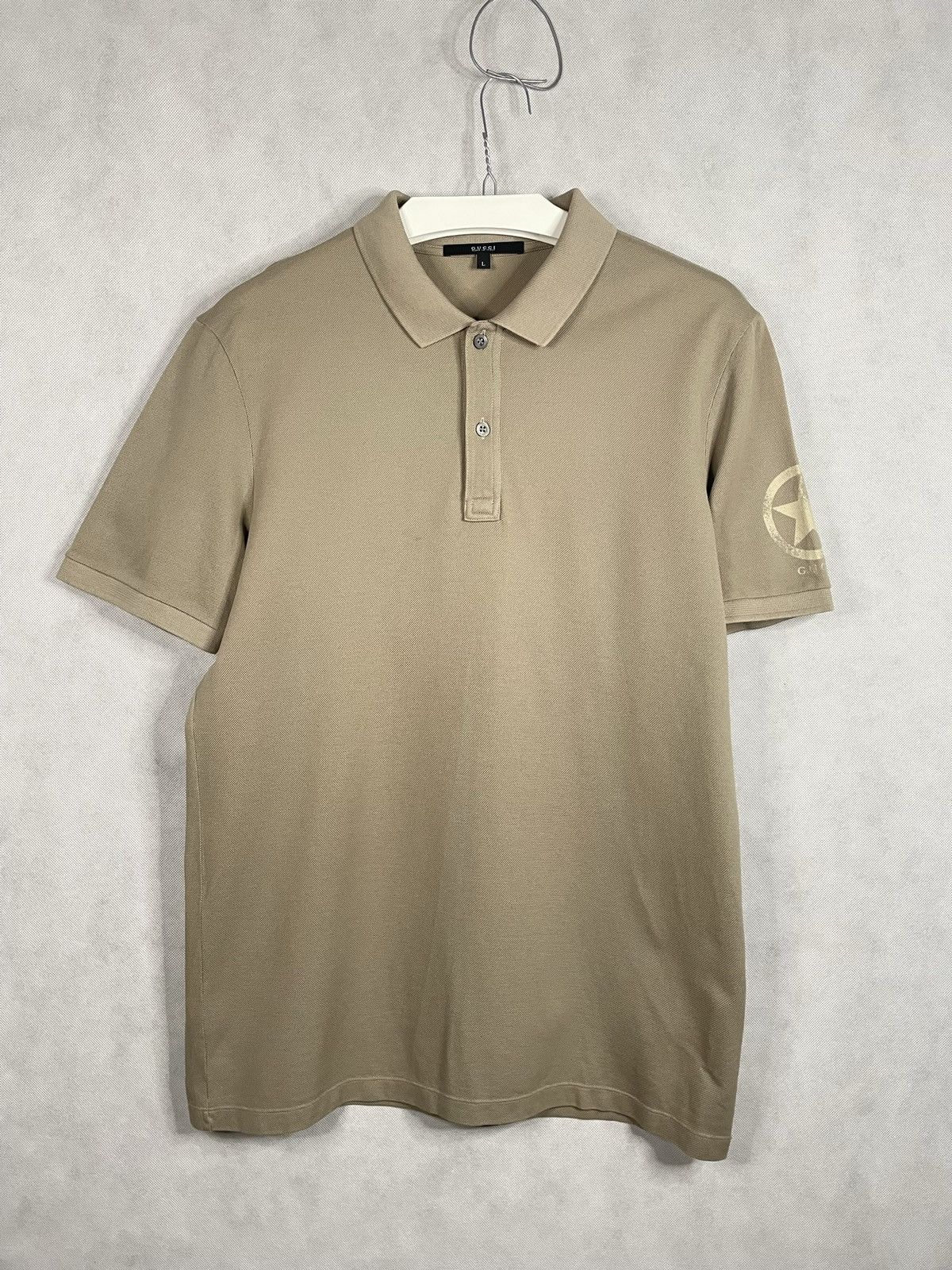 Gucci Vintage Beige Polo Striped T-shirt Tee Designer Luxury