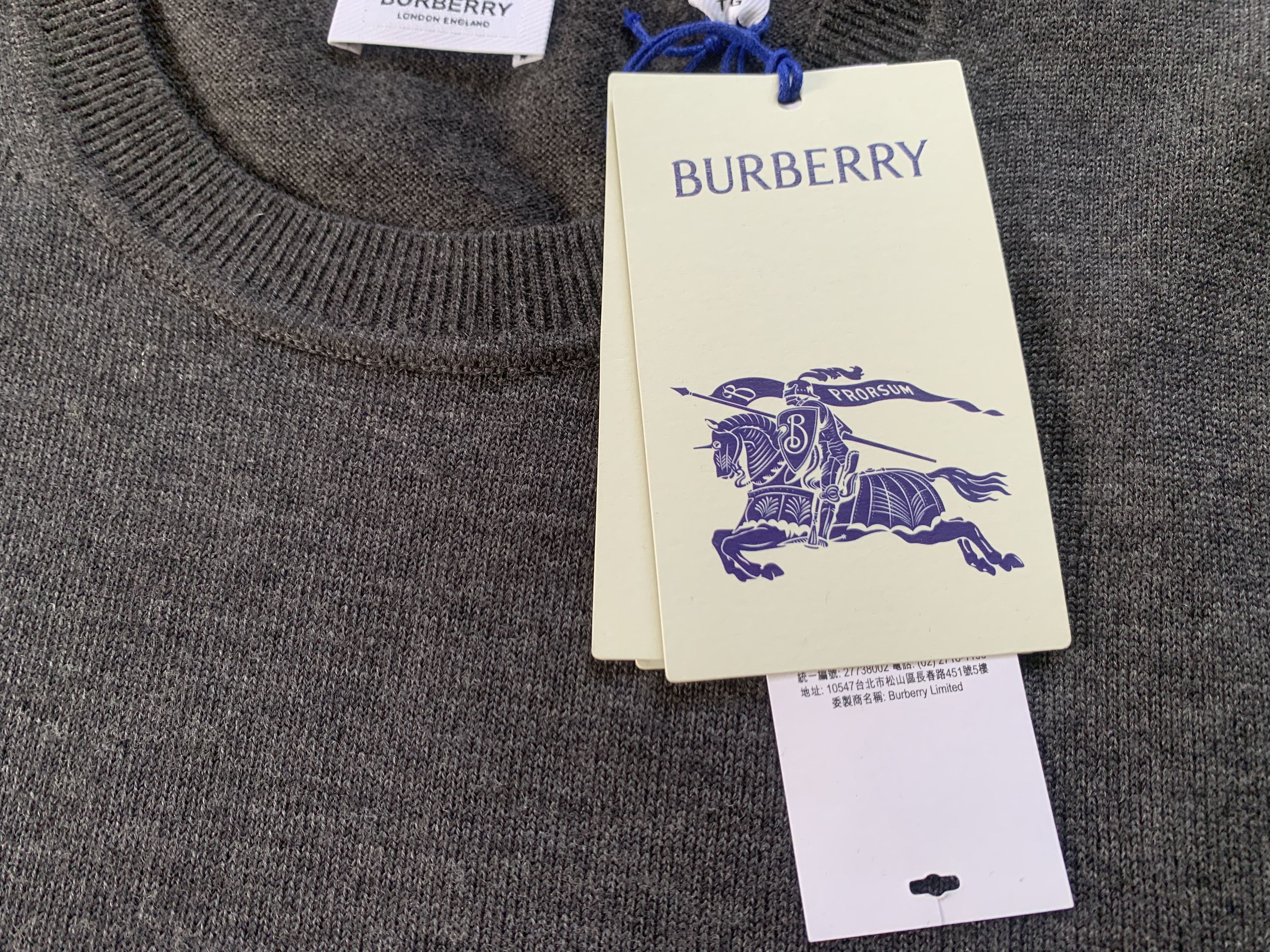 Burberry Burberry Paradise Mens Merino Wool Melange Grey Sweater Size US XL / EU 56 / 4 - 7 Thumbnail