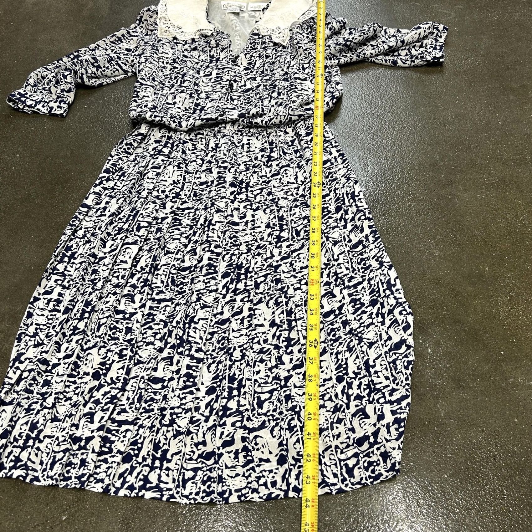 Vintage VINTAGE Liz Petites Dress Womens Petite Medium Blue White Lace Collar Midi 80s Size M / US 6-8 / IT 42-44 - 6 Thumbnail