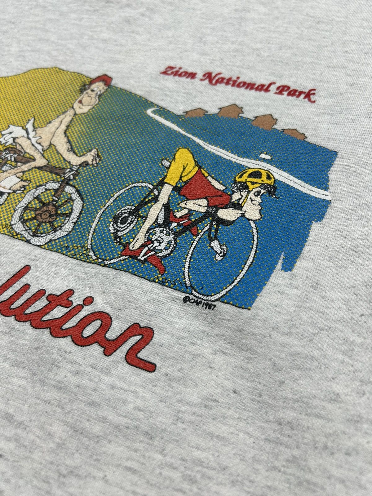 Vintage Vintage 80’s Biking Evolution 1987 Humor T-Shirt Size US L / EU 52-54 / 3 - 6 Thumbnail