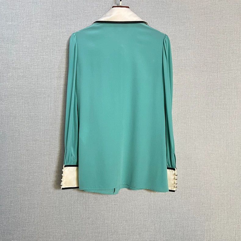 Gucci Gucci Lake blue silk doll collar women's shirt 2504-Nextarr Size XS / US 0-2 / IT 36-38 - 2 Thumbnail
