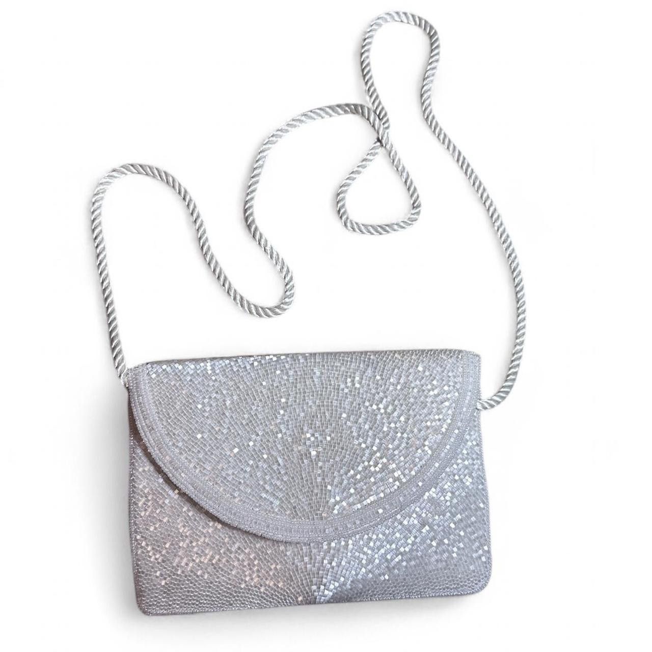 Vintage Pearl & Glass Beaded Vintage Sequin Clutch Bag w/silk strap Size ONE SIZE - 1 Thumbnail