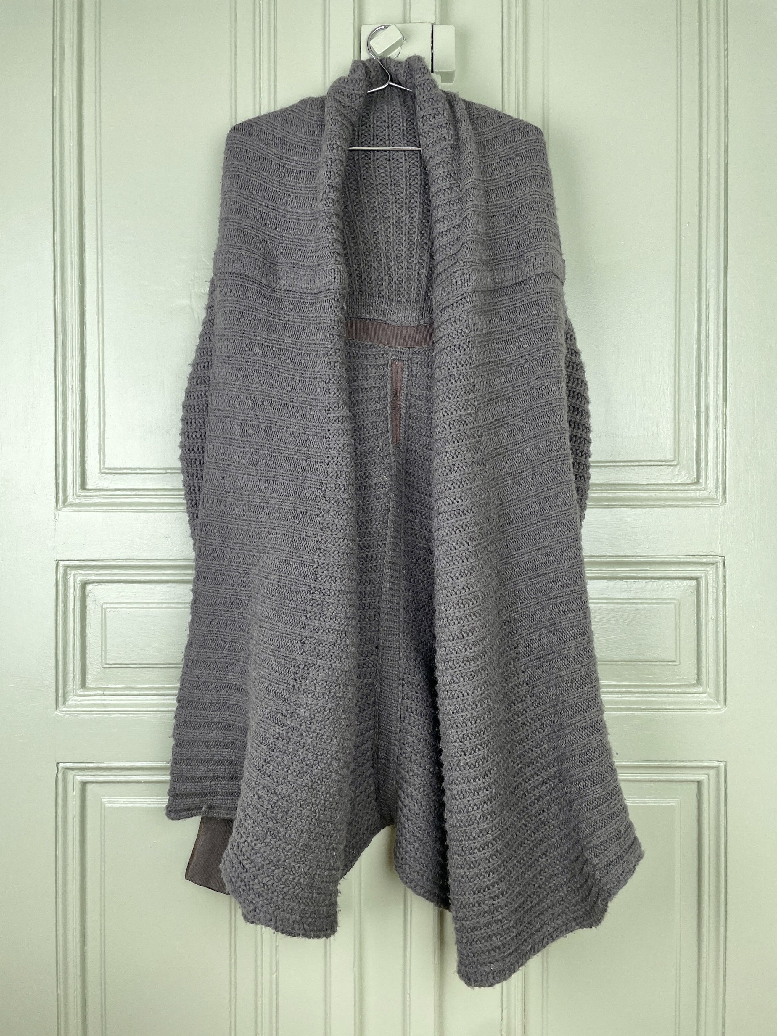 Rick Owens Rick Owens AW11 Limo Leather Sleeve Knit Waterfall Cardigan Size L / US 10 / IT 46 - 3 Thumbnail
