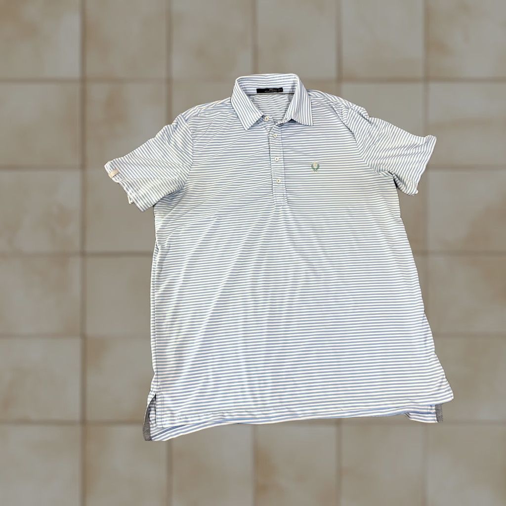 RLX Ralph Lauren VINTAGE RLX Ralph Lauren Polo Shirt Mens XL Blue White Stripe Golf Performance Size US XL / EU 56 / 4 - 1 Thumbnail
