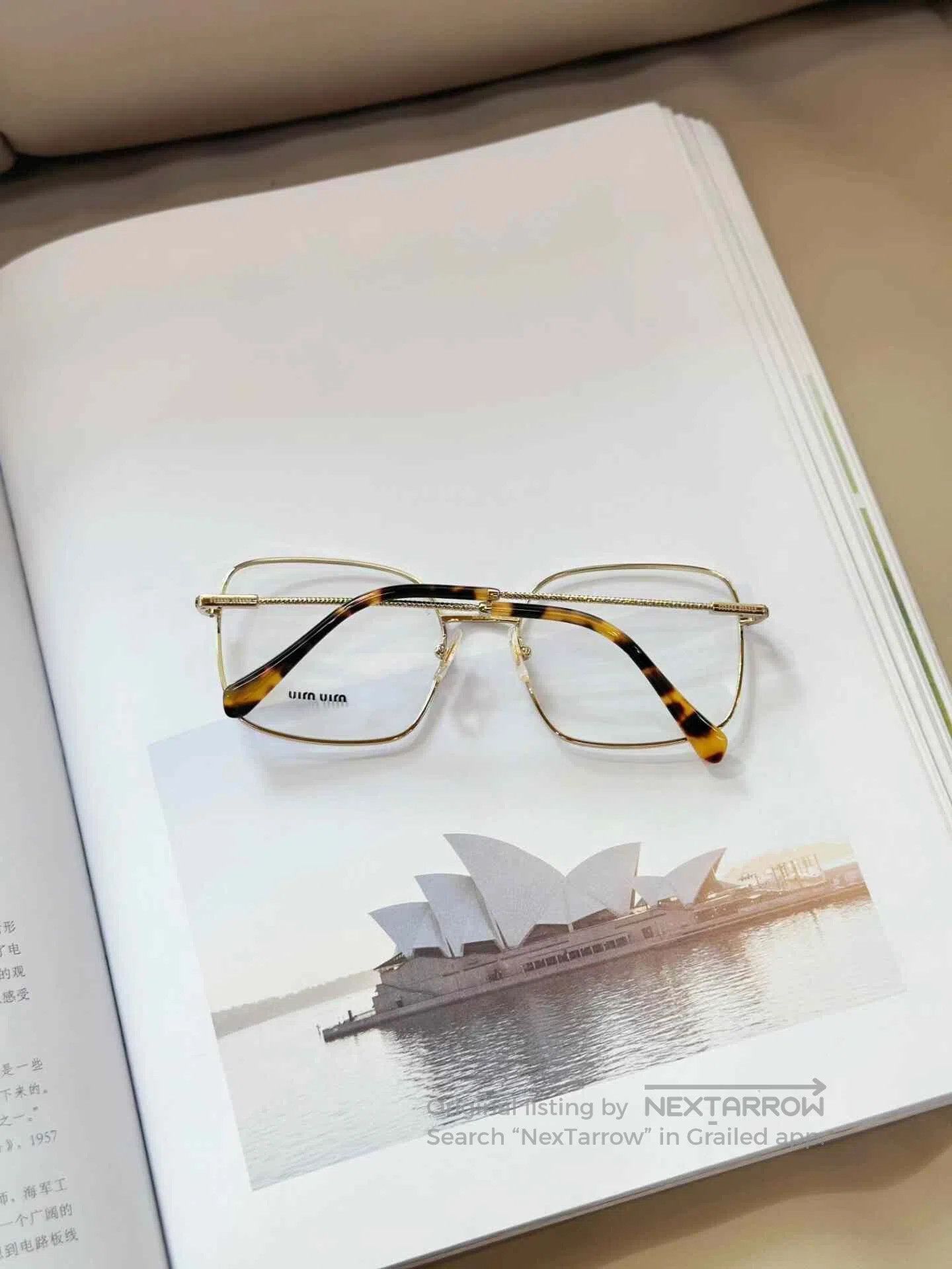 Miu Miu Miu Miu Gold Square-Round Plain Glasses. Size ONE SIZE - 3 Thumbnail
