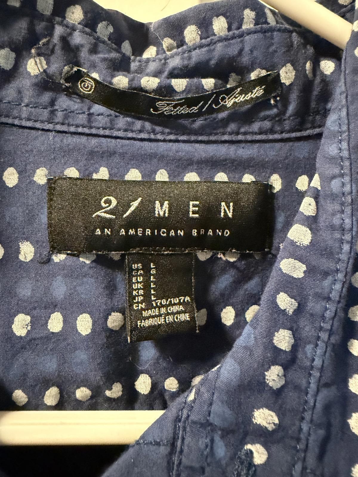 21 Men 21 Men Navy Blue Patterned Long Sleeve Shirt Size L Size US L / EU 52-54 / 3 - 2 Thumbnail