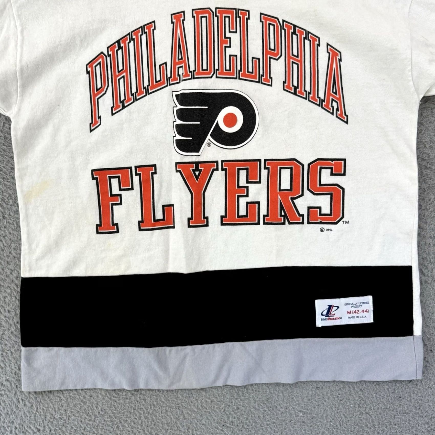 Logo Athletic VINTAGE Philadelphia Flyers Shirt Mens M 90s Logo Athletic NHL Hockey Sport White Cotton Short Sleeve Crew Neck Size US M / EU 48-50 / 2 - 2 Thumbnail