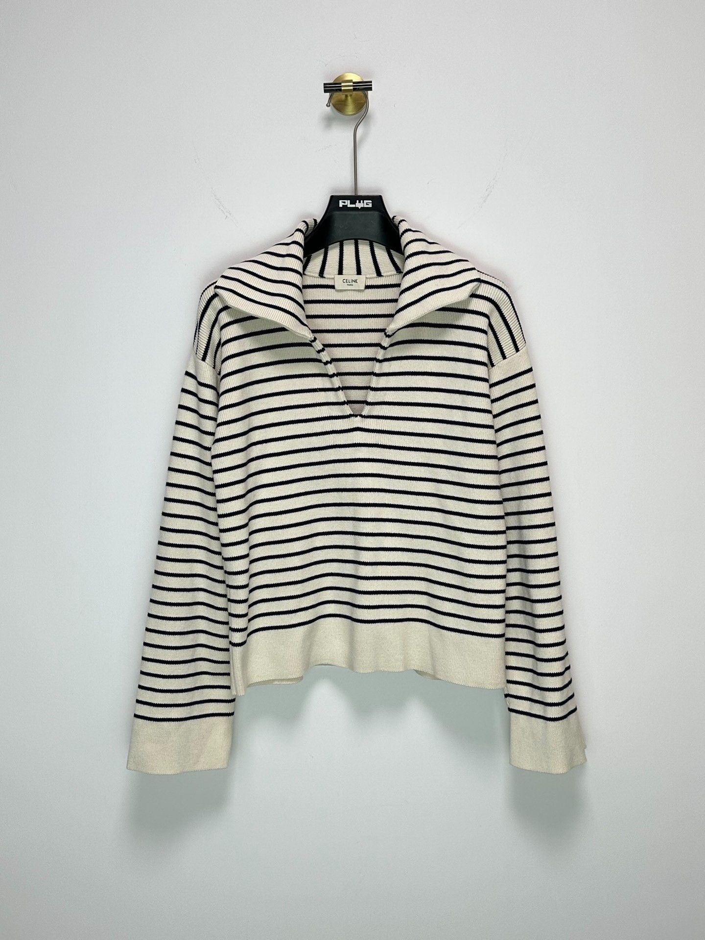 Celine Celine Black White Striped Navy Collar Knit Size US S / EU 44-46 / 1 - 1 Thumbnail