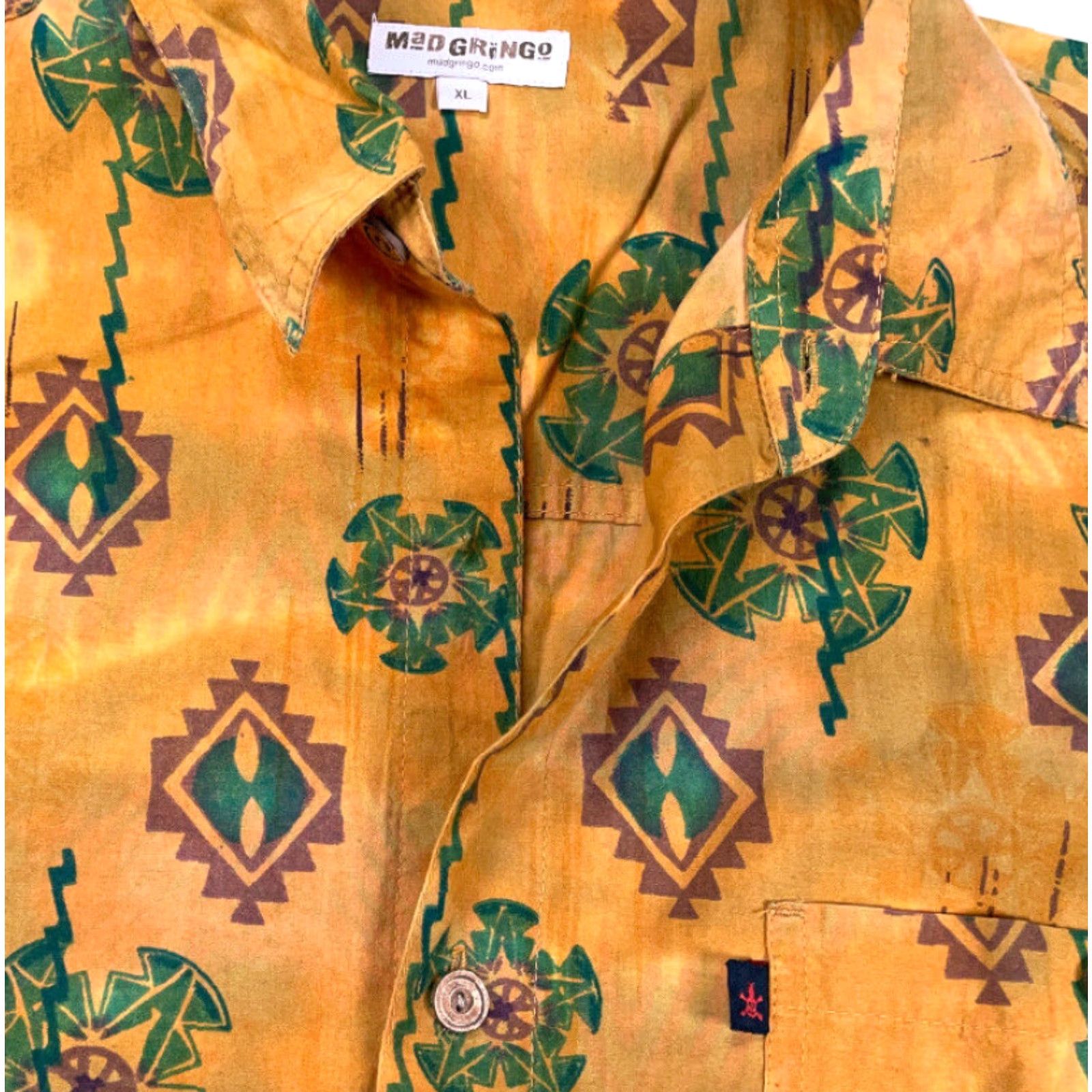 Etro VINTAGE Mad Gringo Shirt Geometric All-Over Print Short Sleeve Adult XL Orange 90s Hip Hop Mens Size US XL / EU 56 / 4 - 5 Thumbnail