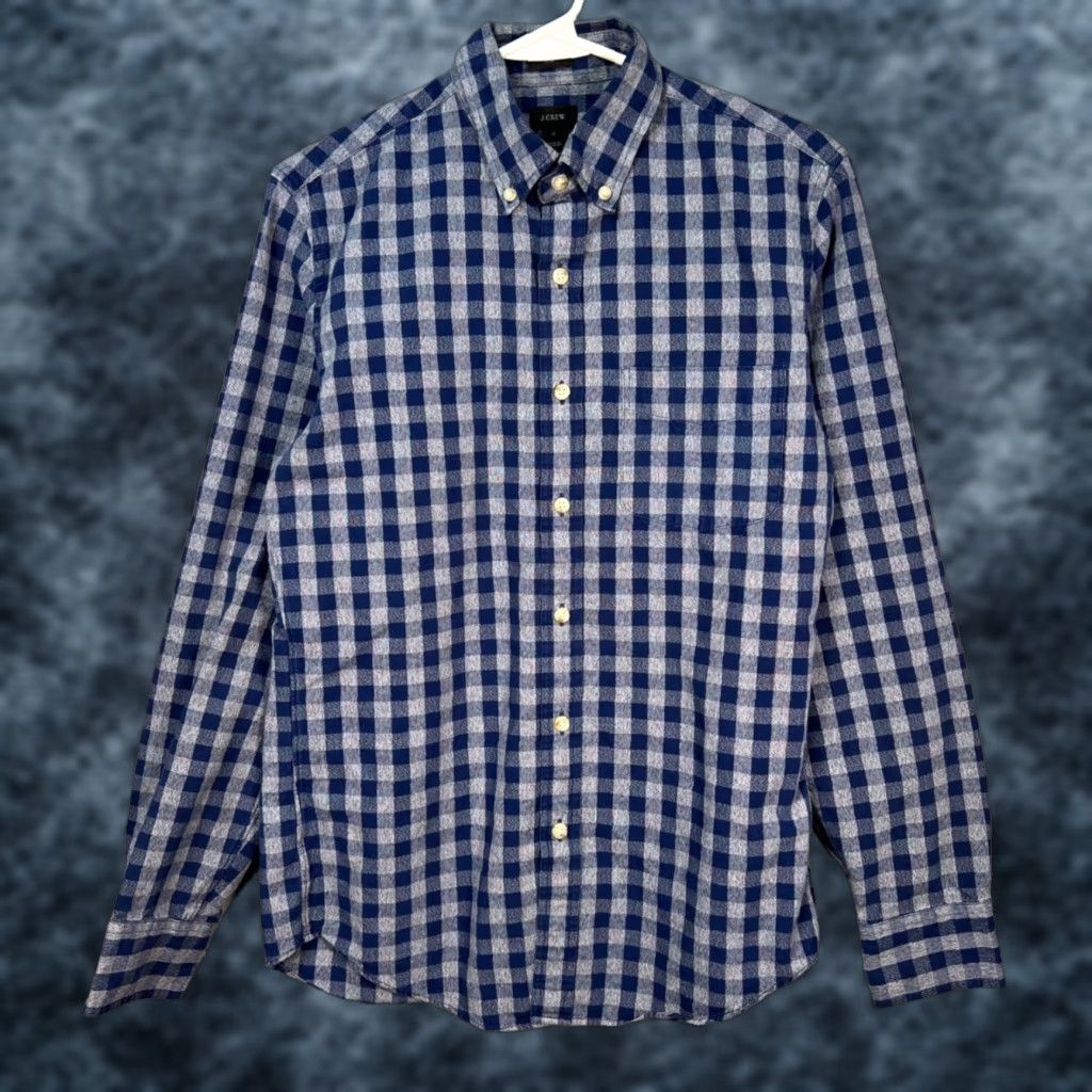 J.Crew J.CREW Shirt Mens Small Blue & Gray Gingham Slim Fit Button-Down 100% Cotton Size US S / EU 44-46 / 1 - 1 Thumbnail