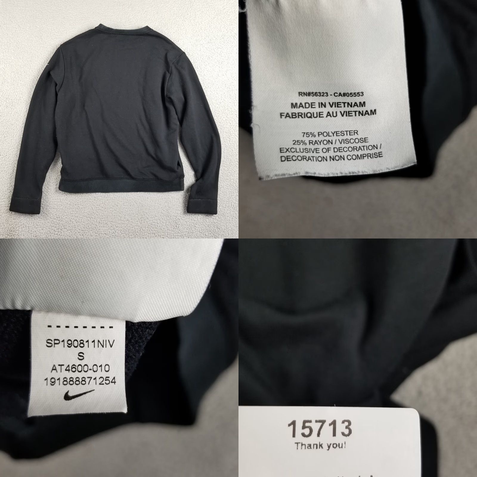 Nike Nike Sweatshirt Shirt Womens Small Black Dri-FIT Pullover Crew Neck Activewear Logo 90s? Size S / US 4 / IT 40 - 8 Thumbnail