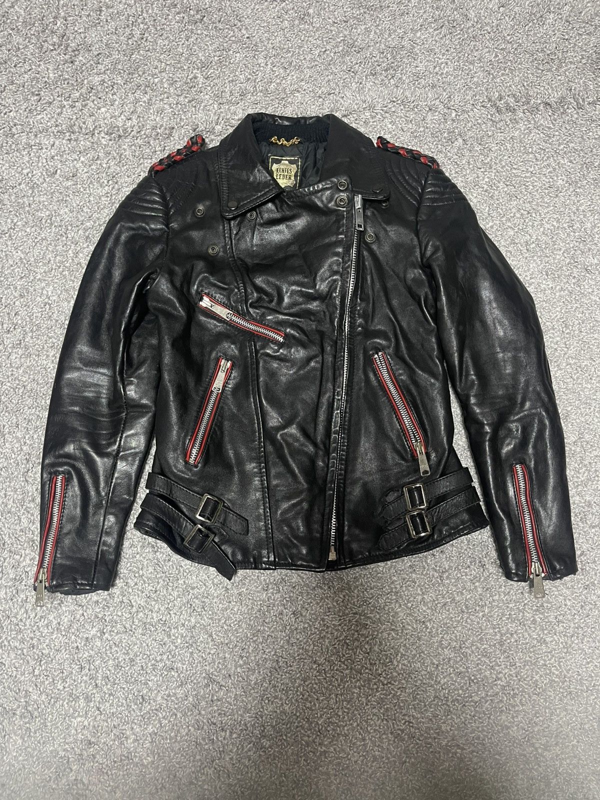 Vintage ECHTES LEDER VINTAGE BIKER LEATHER JACKET SIZE 38 Size XS / US 0-2 / IT 36-38 - 3 Thumbnail