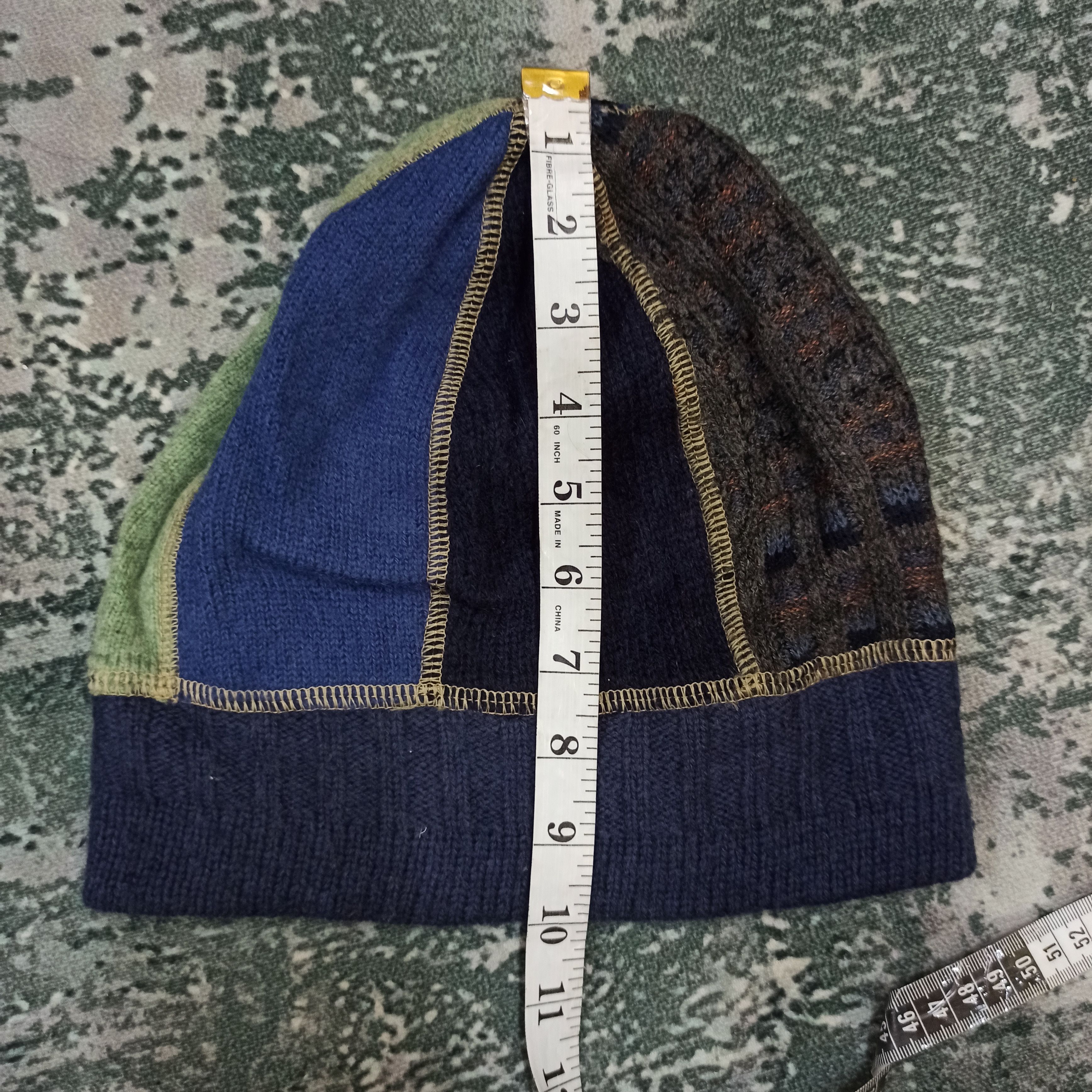 Other Blue lug Beanie hat Made in USA patchwork wool Size ONE SIZE - 4 Thumbnail